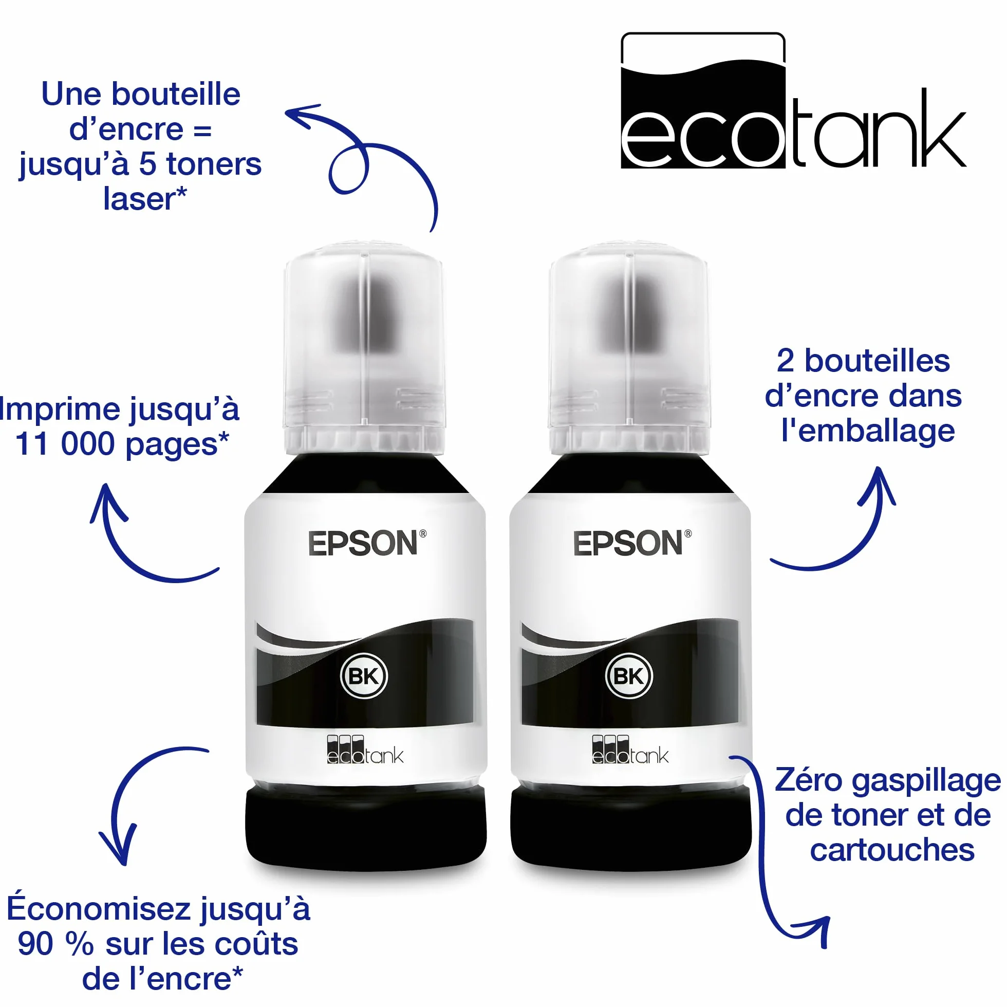 EPSON EcoTank ET-M1170 Imprimante jet d'encre monochrome A4 sans fil réservoir haute capacité 20ppm recto-verso Ethernet noir