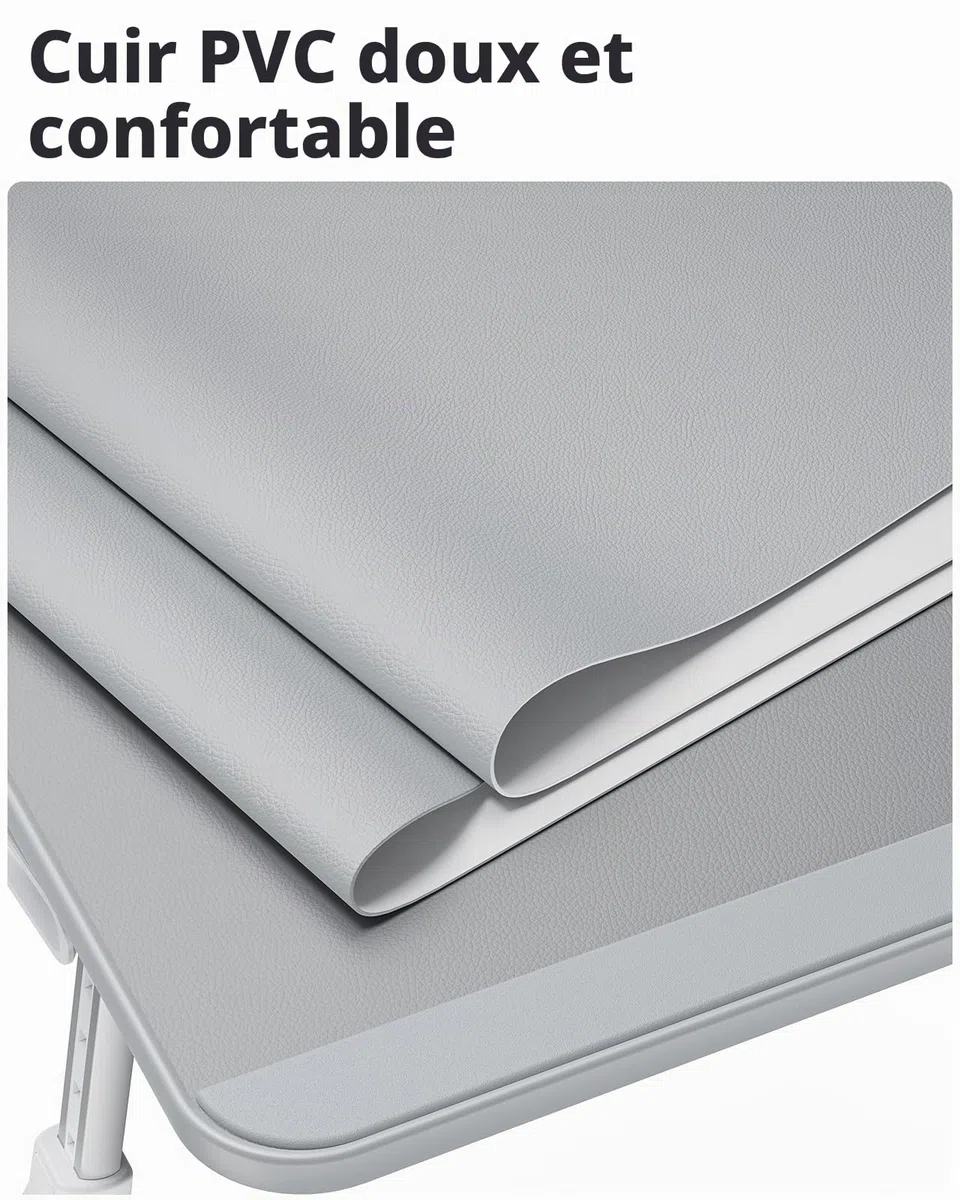SAIJI Table de Lit Pliable Réglable Hauteur Angle Max 17'' Ordinateur Portable Gris 60x33cm