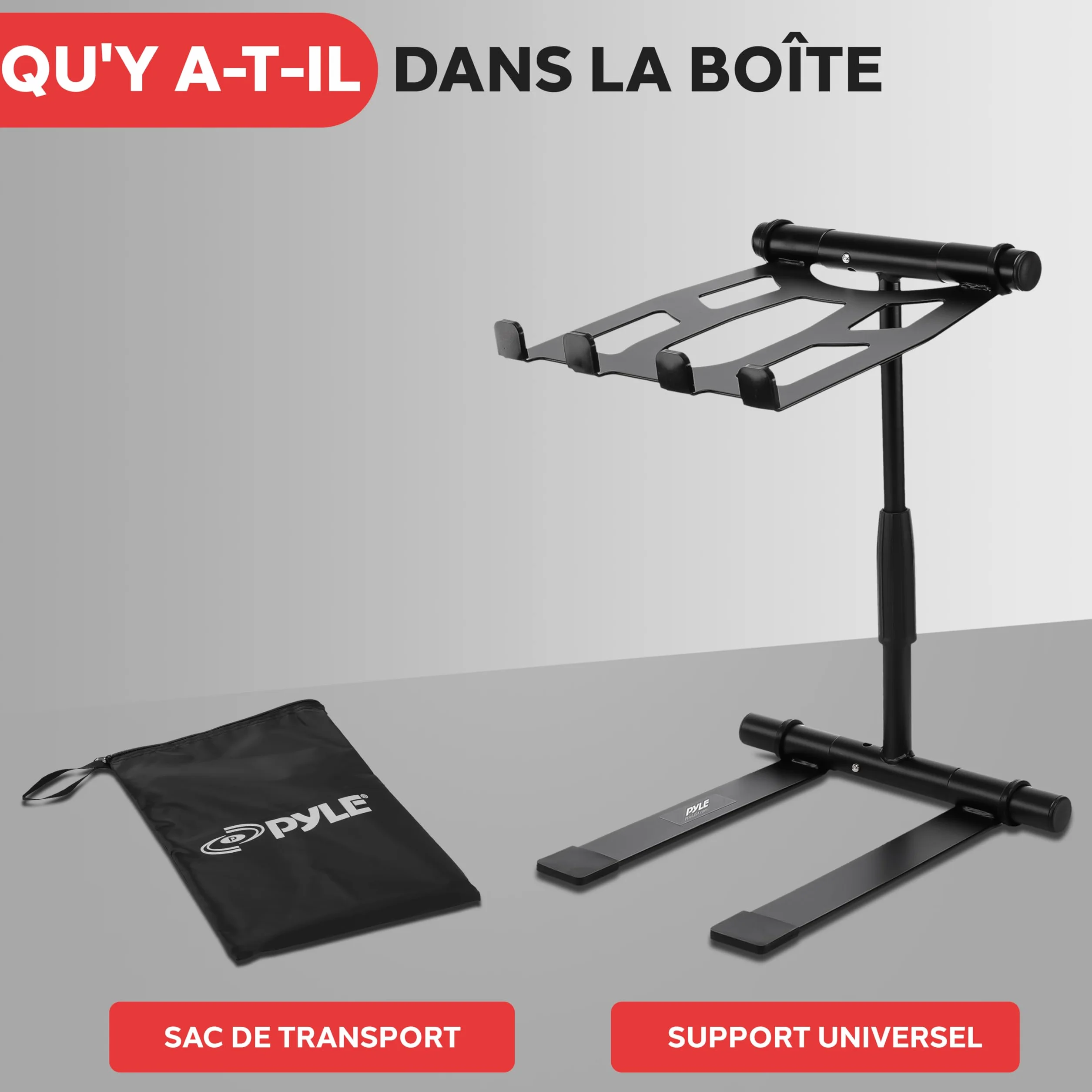 Pyle Support Ordinateur Portable Table Debout Angle Réglable Laptop Stand Hauteur Pliable Plateau Antidérapant Quatre Branches iPad