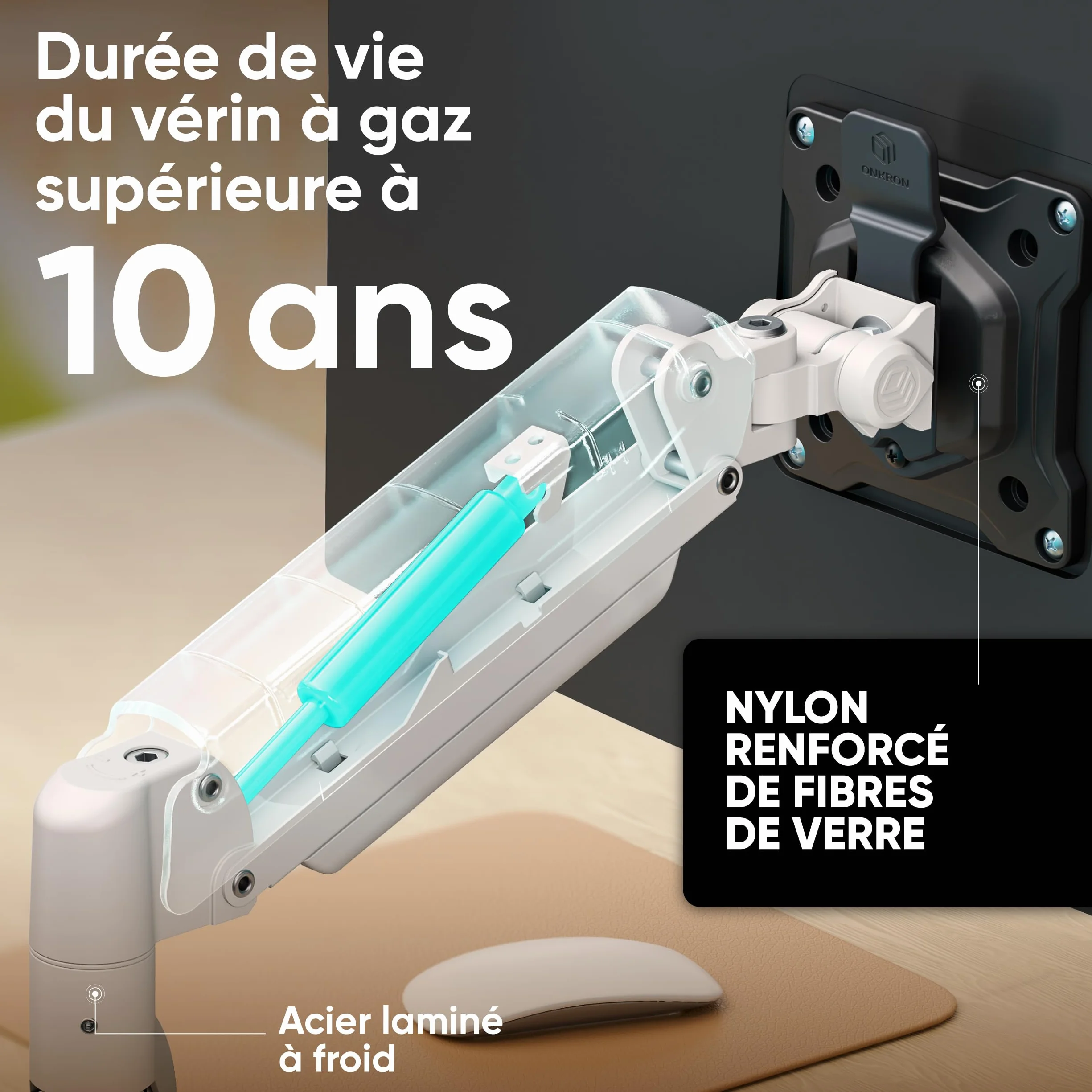 ONKRON Support Ecran PC Bras Articulé 13-32 Pouces 10 kg VESA 75x100 Blanc G80-BW