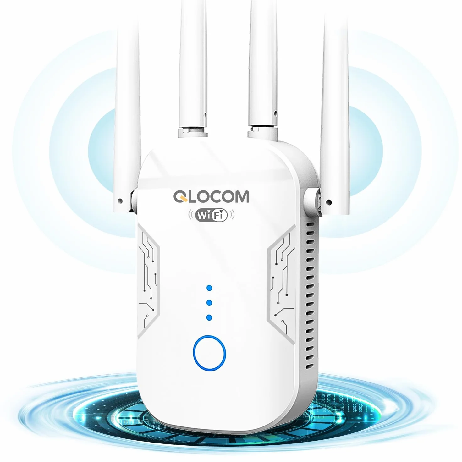 QLOCOM Répéteur WiFi 1200Mbps Amplificateur WiFi Double Bande 5GHz 2.4GHz WPS
