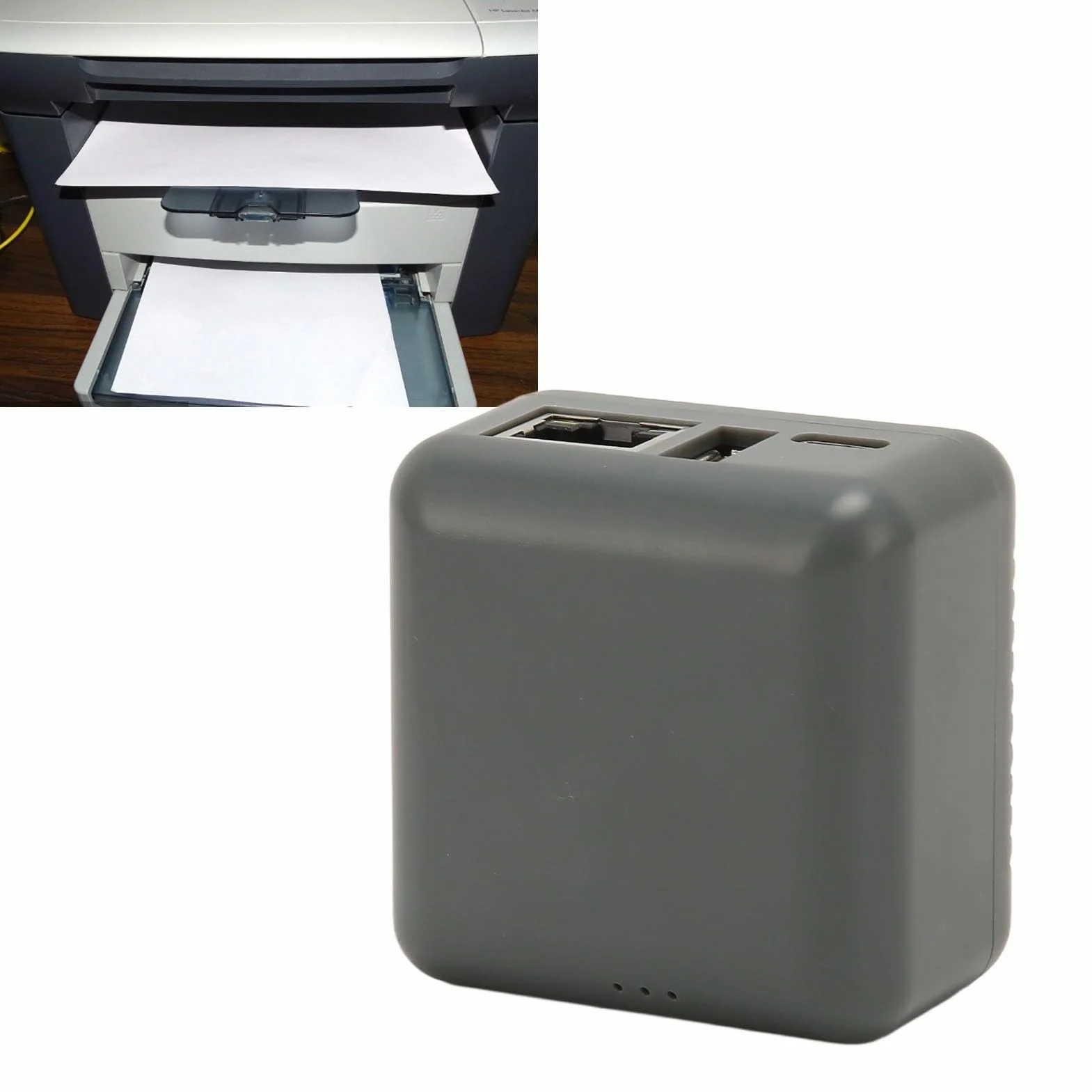 GOWENIC Serveur d'impression USB Réseau RJ45 WiFi LAN Partage Multi-utilisateurs Adaptateur