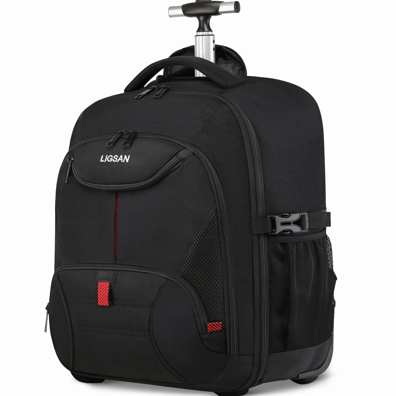 Sac à Dos à Roulette 18,4" Ordinateur Portable Trolley Voyage Grand Volume Antivol Résistant à l'eau Homme Femme Noir
