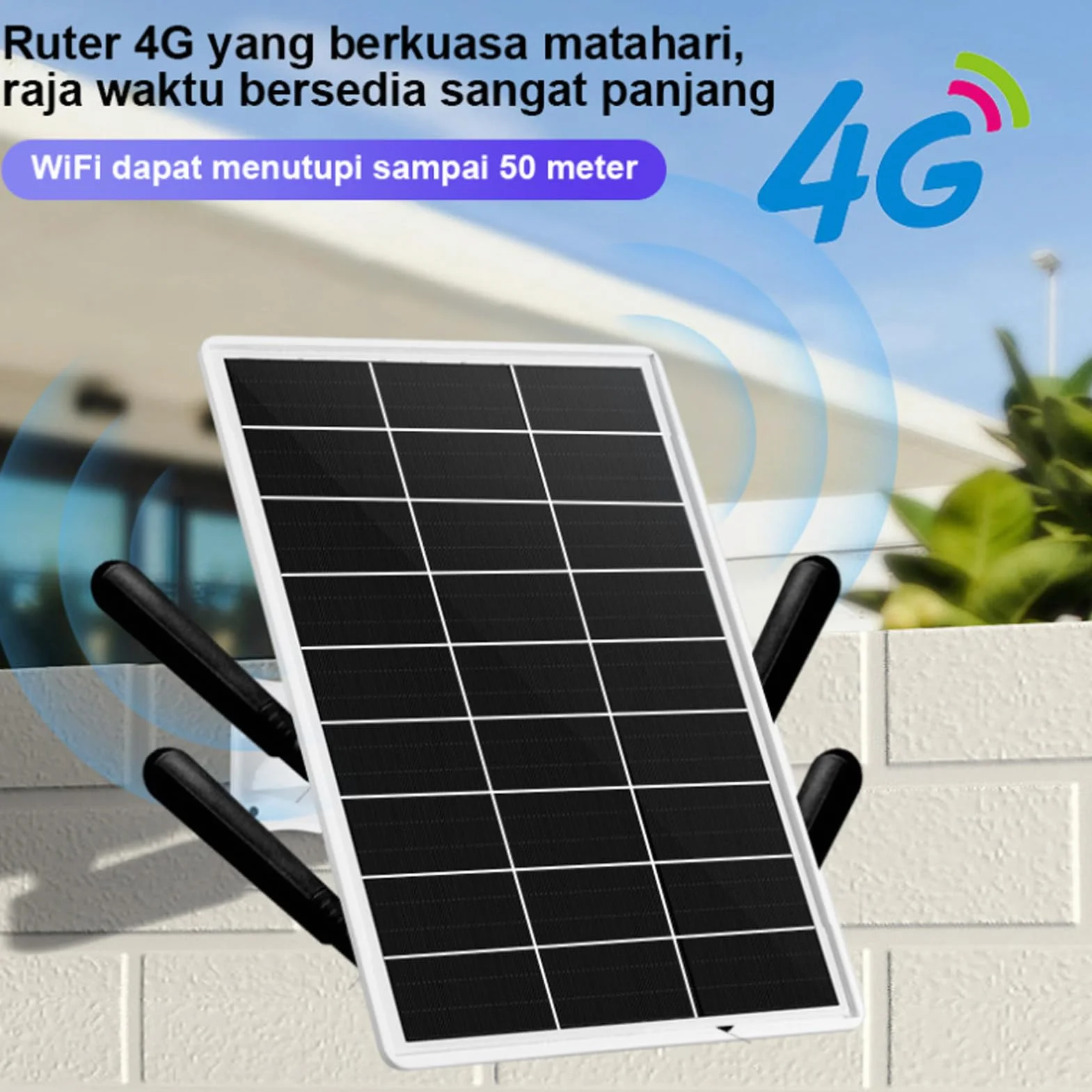 Routeur Modem Solar 4G LTE 25600mAh 15W 300Mbps 50m WiFi 2,4GHz