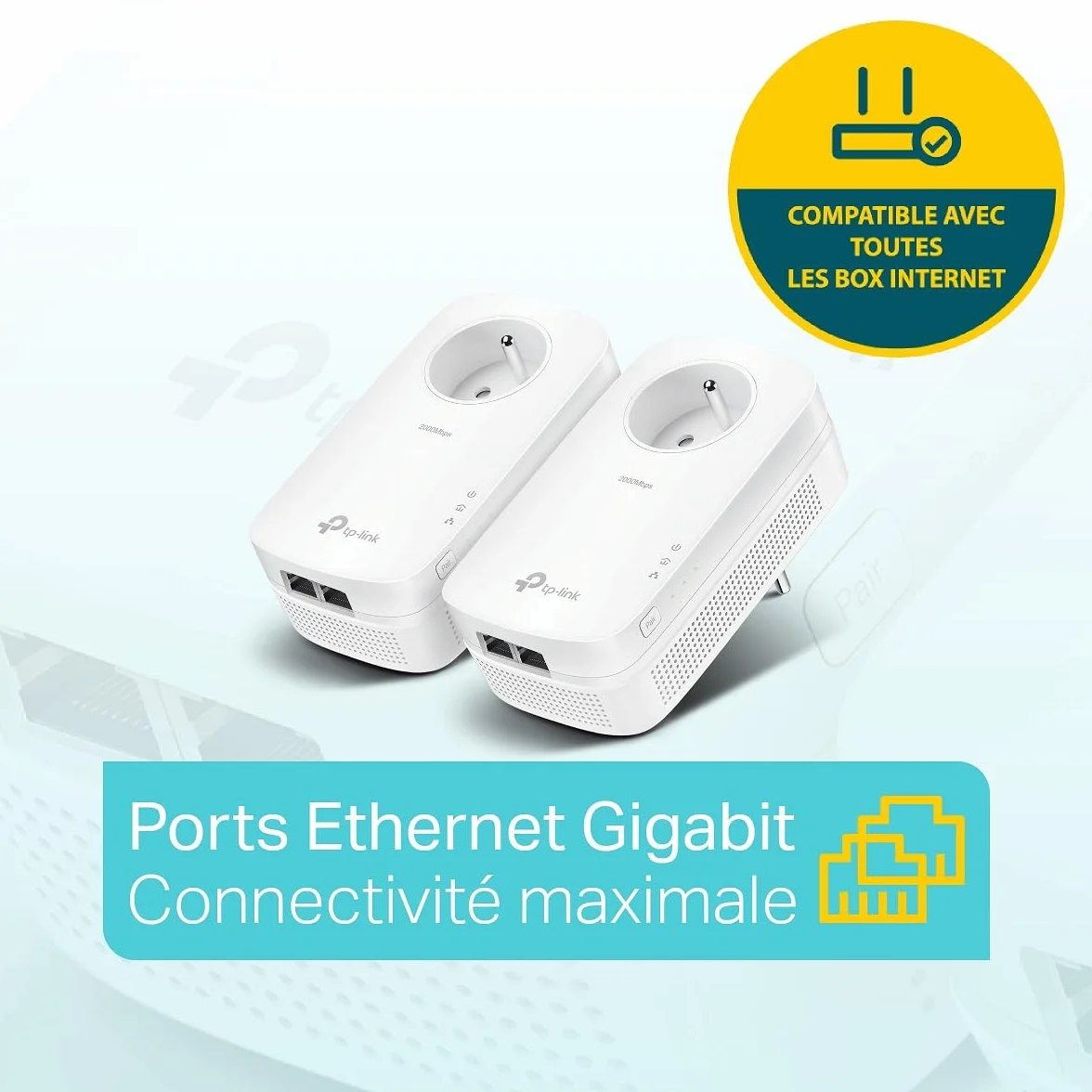 TP-Link TL-PA9025P KIT CPL 2000 Mbps 2 Ports Ethernet Gigabit Prise Intégrée Kit de 2