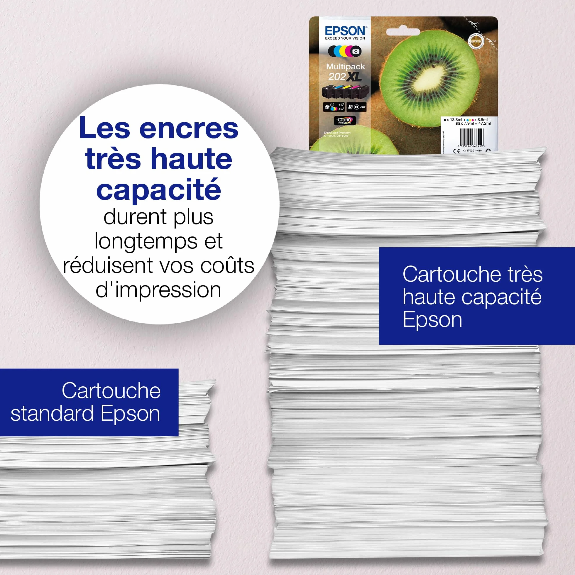 Epson 202 Kiwi Genuine Multipack 5-Colours Ink Cartridges Claria Premium Ink Standard Capacity