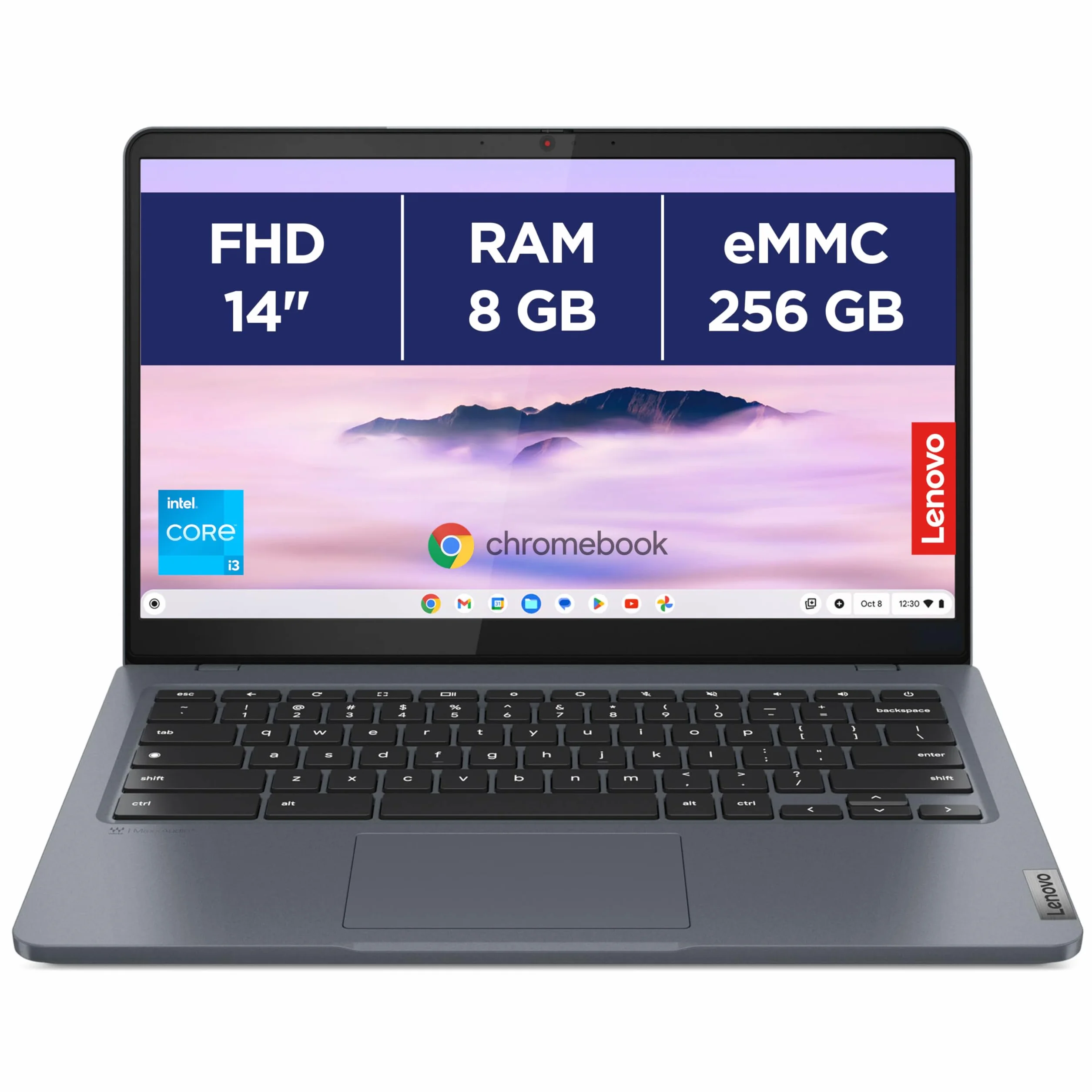Lenovo Chromebook Plus IdeaPad Slim 3 14IAN8 Ordinateur Portable 14" FHD Intel Core i3-N305 RAM 8 Go eMMC 256 Go ChromeOS Clavier AZERTY FR Gris