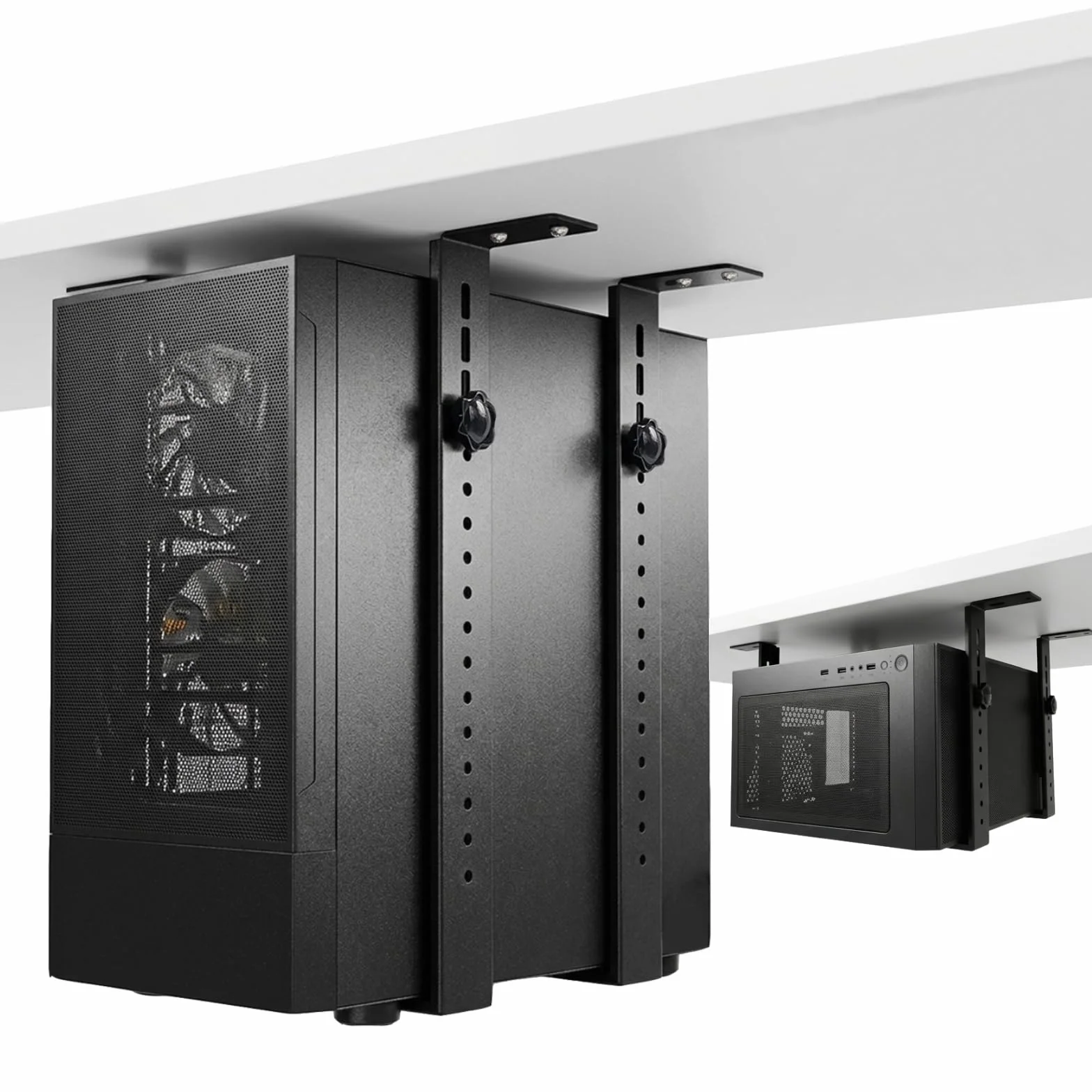 Support PC sous Bureau Réglable 40 kg, Fixation Unité Centrale Verticale Horizontale