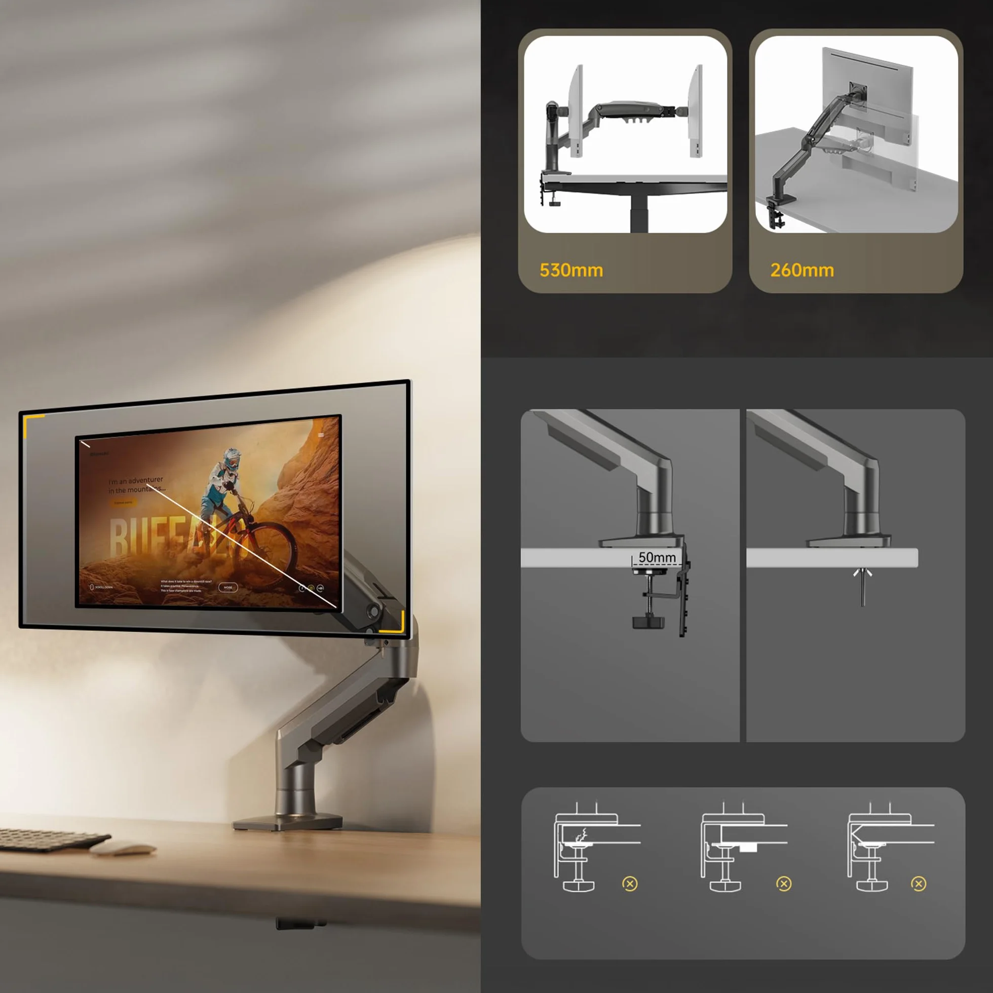 Ergosolid Bras Articulé Support Écran PC Moniteur 17-32 Pouces VESA 75mm 100mm Rotatif 360°