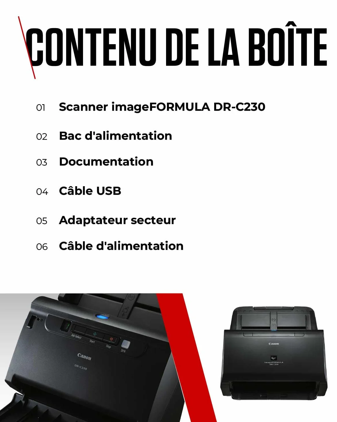 Canon imageFORMULA DR-C230 Scanner de Document Recto Verso USB 30 Pages/Min Chargeur Auto 60 Pages