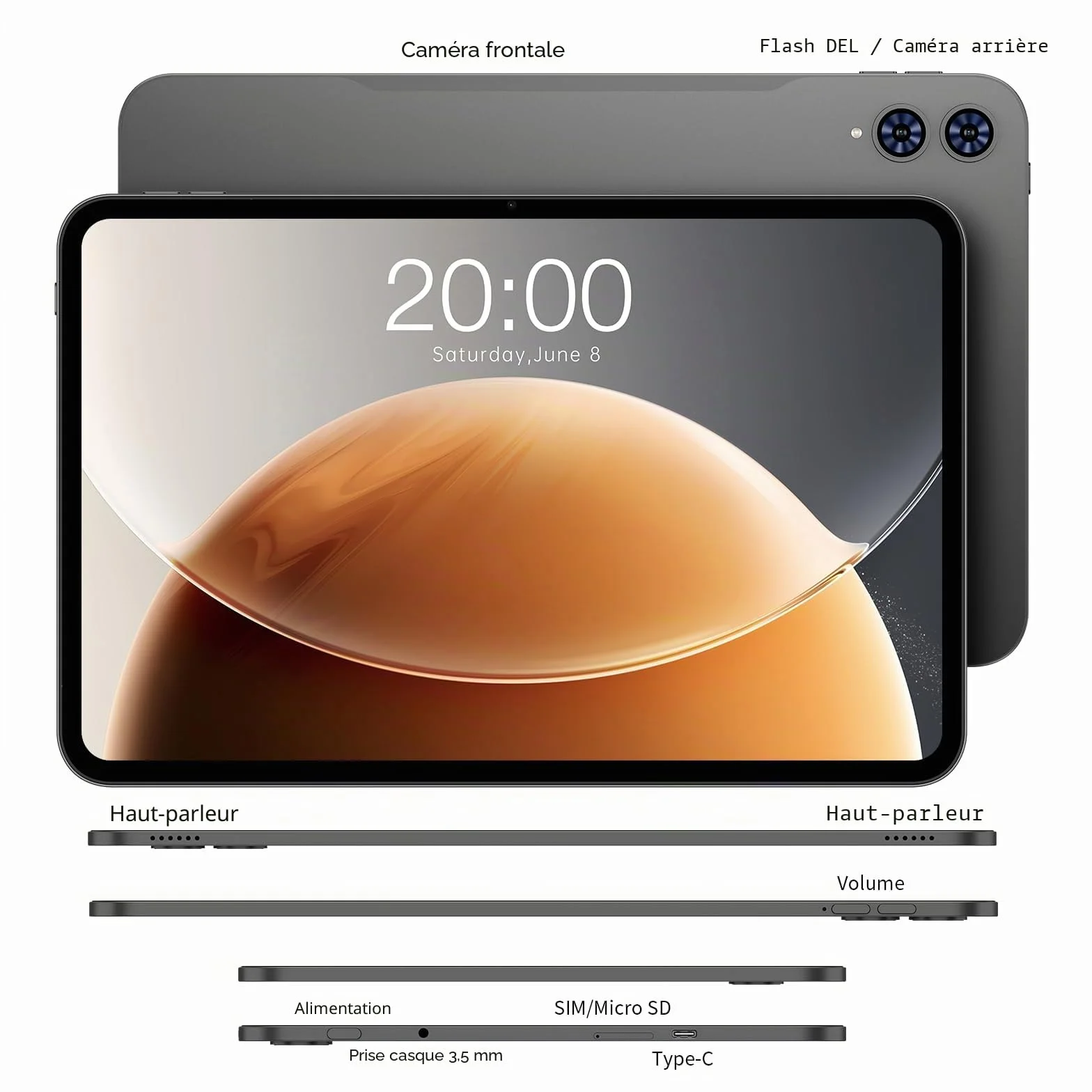 TECLAST T65 Tablette 13.4" Android 16 120Hz 256Go ROM 26Go RAM 4G LTE Dual SIM 5G WiFi GPS Widevine L1