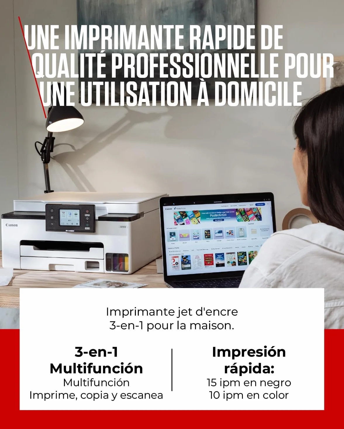 Canon MAXIFY GX1050 Imprimante A4 Couleur MegaTank Tout-en-Un Jet d'encre Wi-Fi Ethernet USB