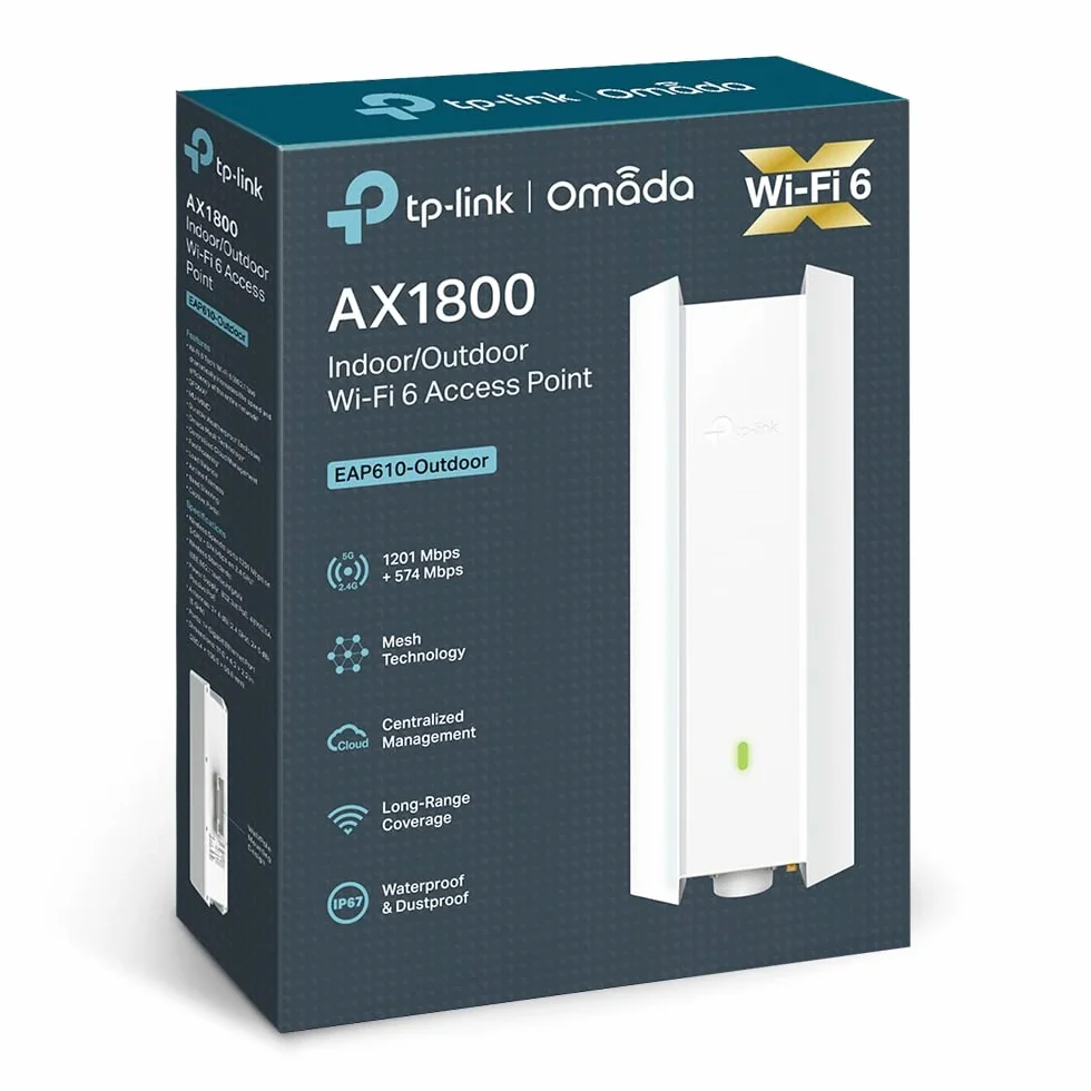TP-Link Omada EAP610-Outdoor Point d'accès WiFi 6 AX1800 extérieur IP67 PoE/PoE+ Omada Mesh