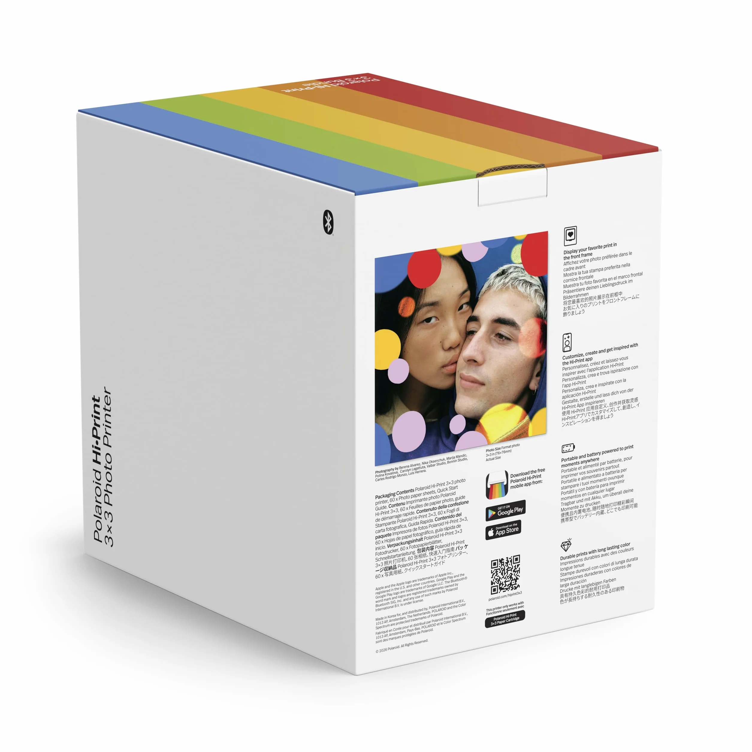 Polaroid Hi-Print 3x3 Imprimante Photo Bluetooth de Poche Blanche 60 Feuilles