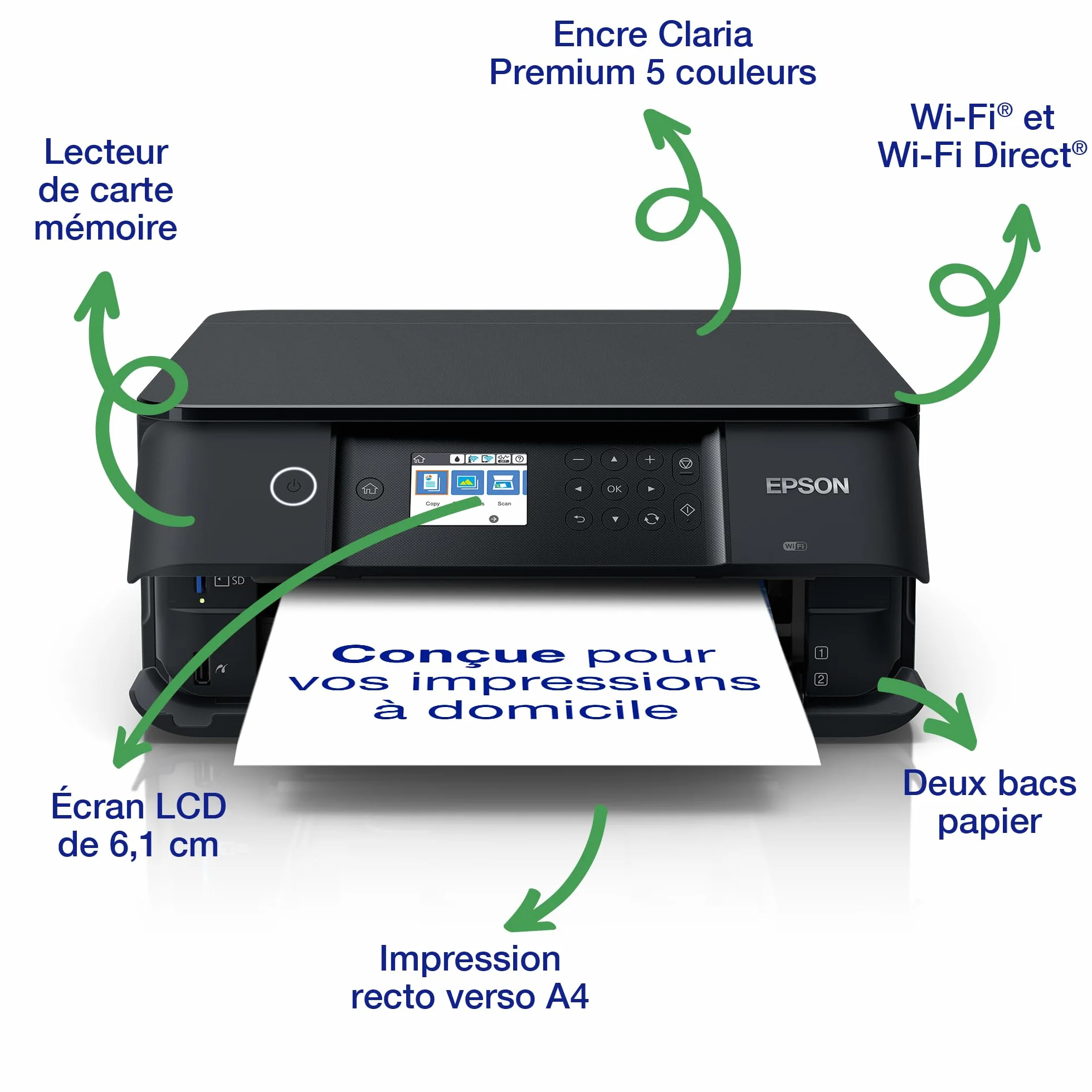 Epson Expression Premium XP-6100 Imprimante Multifonction 3-en-1 A4 Jet d'encre 5 couleurs Wifi Direct Recto verso
