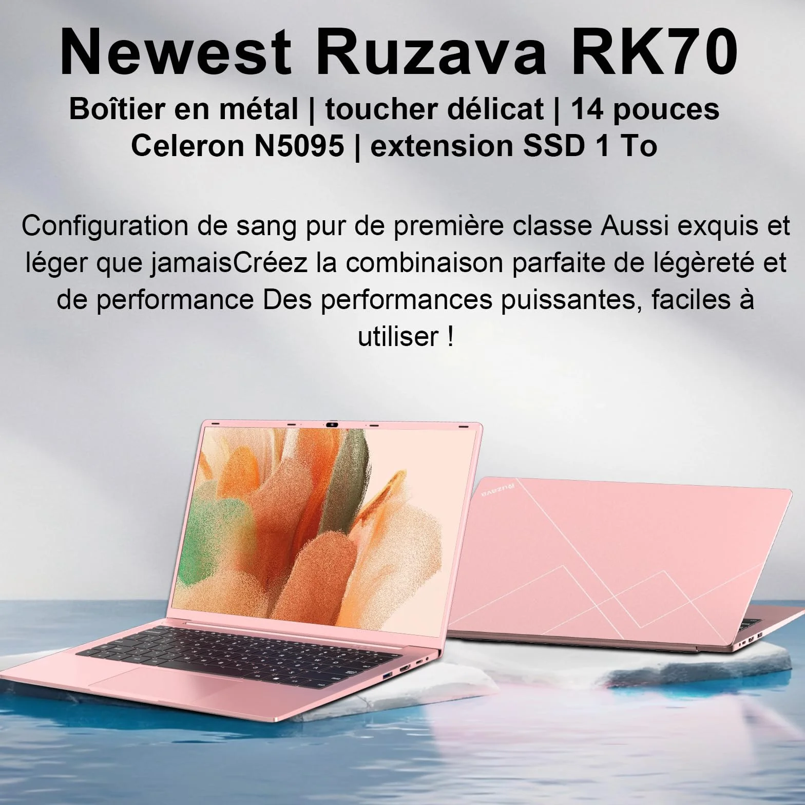 Ordinateur Portable 14 Pouces Celeron N5095 Win11 Pro 8Go RAM 256Go SSD 5G WiFi 1920x1080 FHD PC Portable Doré Métal