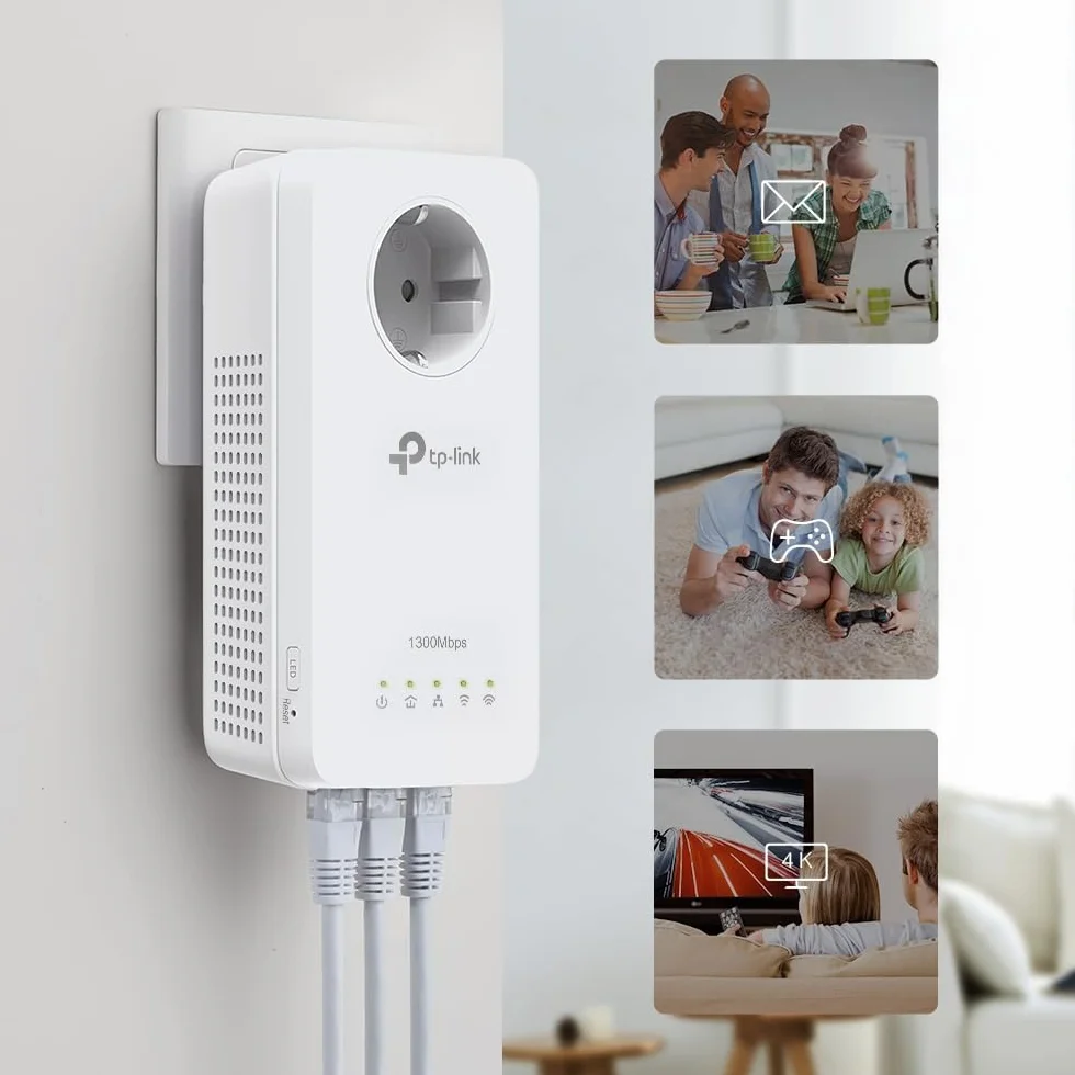 TP-Link TL-WPA8631P KIT CPL WiFi AV1300 Adaptateur Réseau, Homeplug AV2 1300Mbps, Bi-Bande WiFi AC1200Mbps, 3 Port Ethernet Gigabit, OneMesh