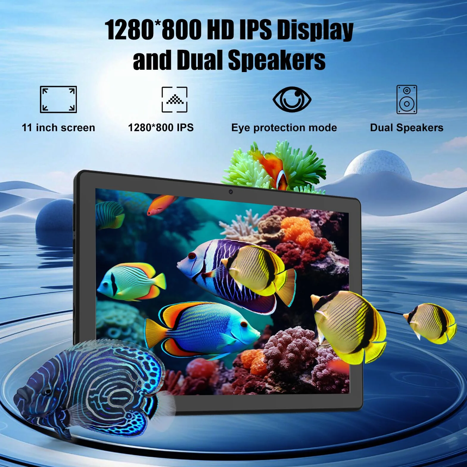 Ainmel Tablette 11 Pouces Android 14 Octa Core 2.0GHz 16GB RAM 128GB ROM 5G+2.4G WiFi 6 8+5MP Camera 6800 mAh Bluetooth 5.0 Noir