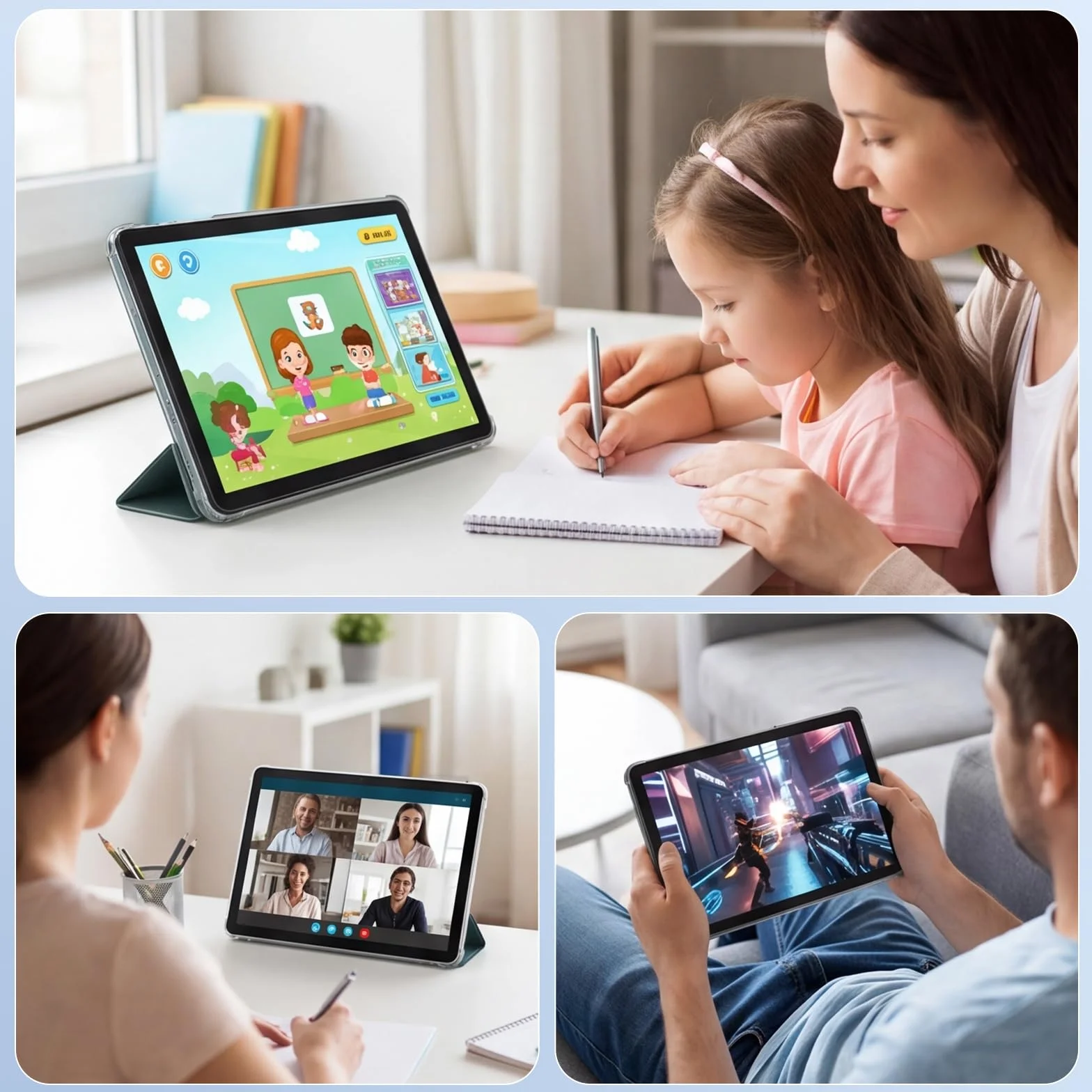 Tablette Android 15 HD 10 Pouces Octa-Core 30Go RAM 128Go ROM Wi-Fi 5G 6000 mAh Vert