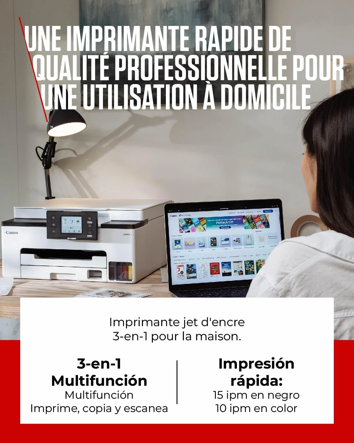 Canon MAXIFY GX1050 Imprimante A4 Couleur Jet d'encre MegaTank Tout-en-Un sans Fil Wi-Fi Ethernet USB
