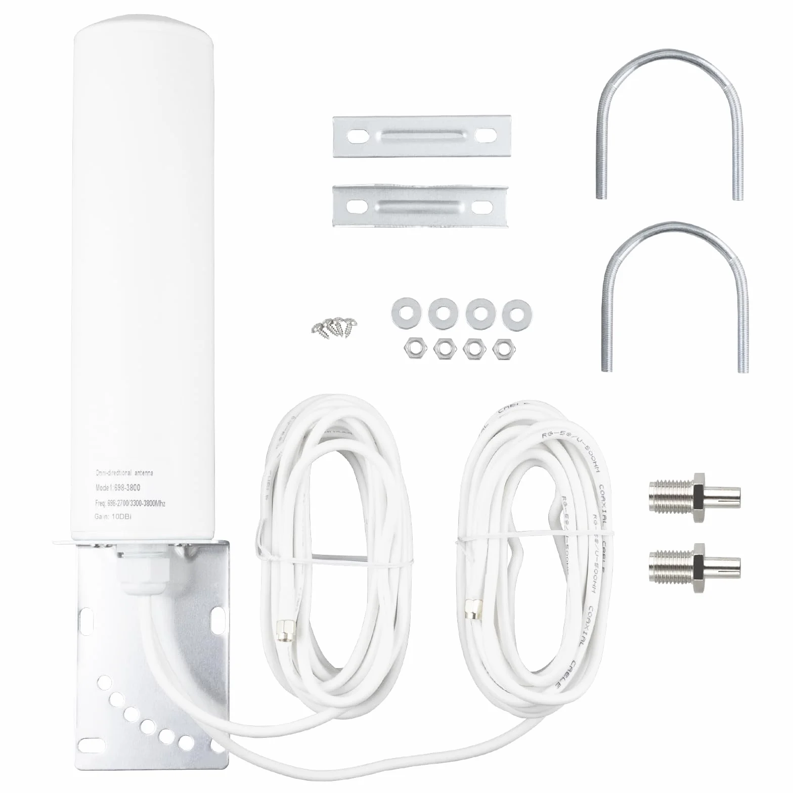 Antenne Extérieure Omnidirectionnelle 4G LTE 5G 10dBi 698-2700 3300-3800MHz SMA TS9 5M Câble pour Routeur Modem CPE