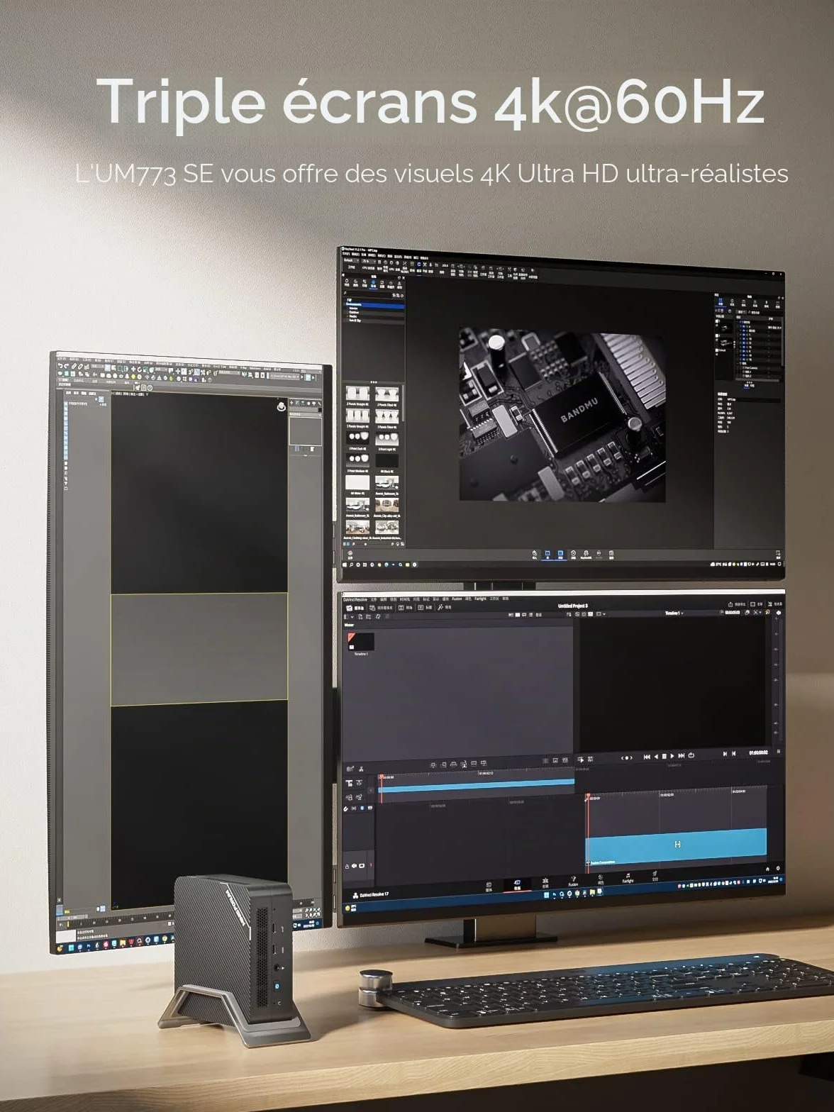MINIS FORUM Venus Series UM773 Lite Mini PC AMD Ryzen 7 7735HS 32 Go DDR5 1 To SSD PCIe4.0 AMD Radeon 680M
