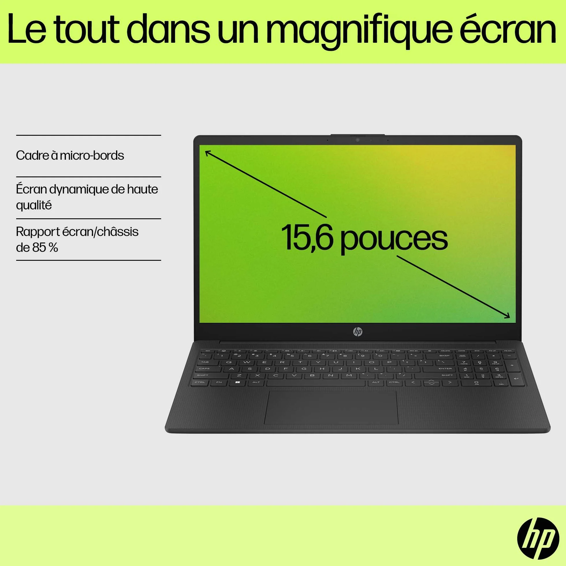 HP 15-fd0001sf Ordinateur Portable 15,6" FHD, Intel Celeron N100, 4 Go RAM, 128 Go UFS, Gris AZERTY