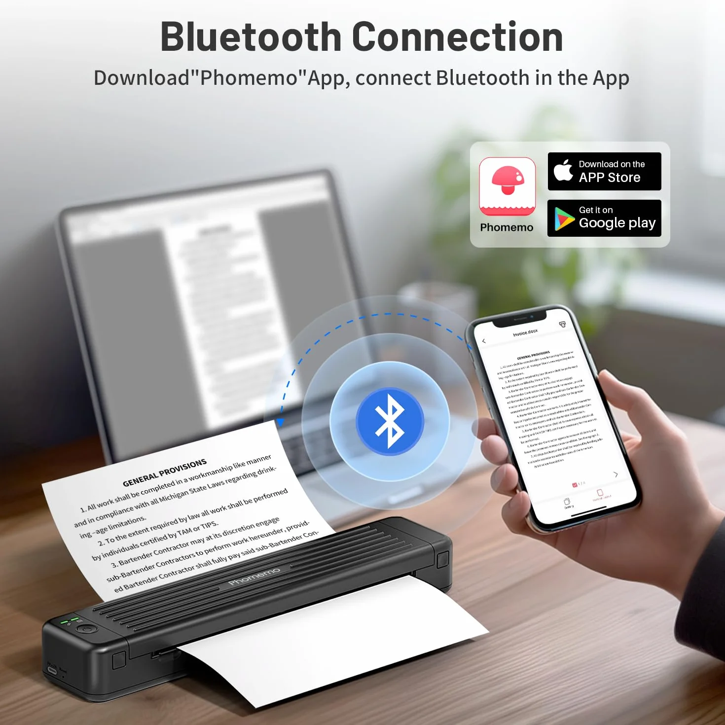Phomemo P831 Imprimante Portable A4 300DPI Thermique Bluetooth Android iOS