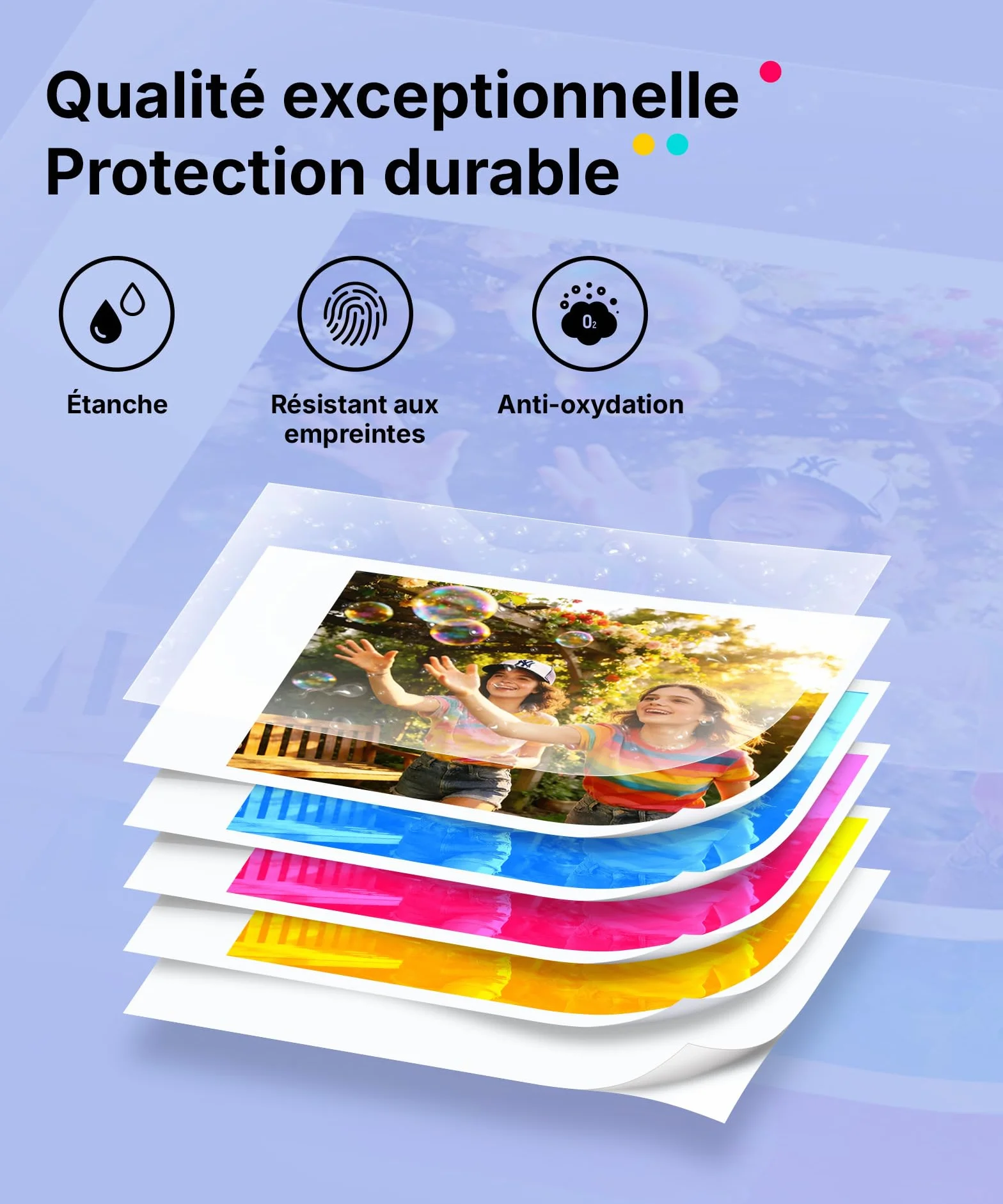 Liene Pearl N200 Pro Kit de Recharge Original Sublimation Thermique pour DMP130, 50 Papiers Photo Adhésifs 5x7.6 cm, 5 Rubans, Violet