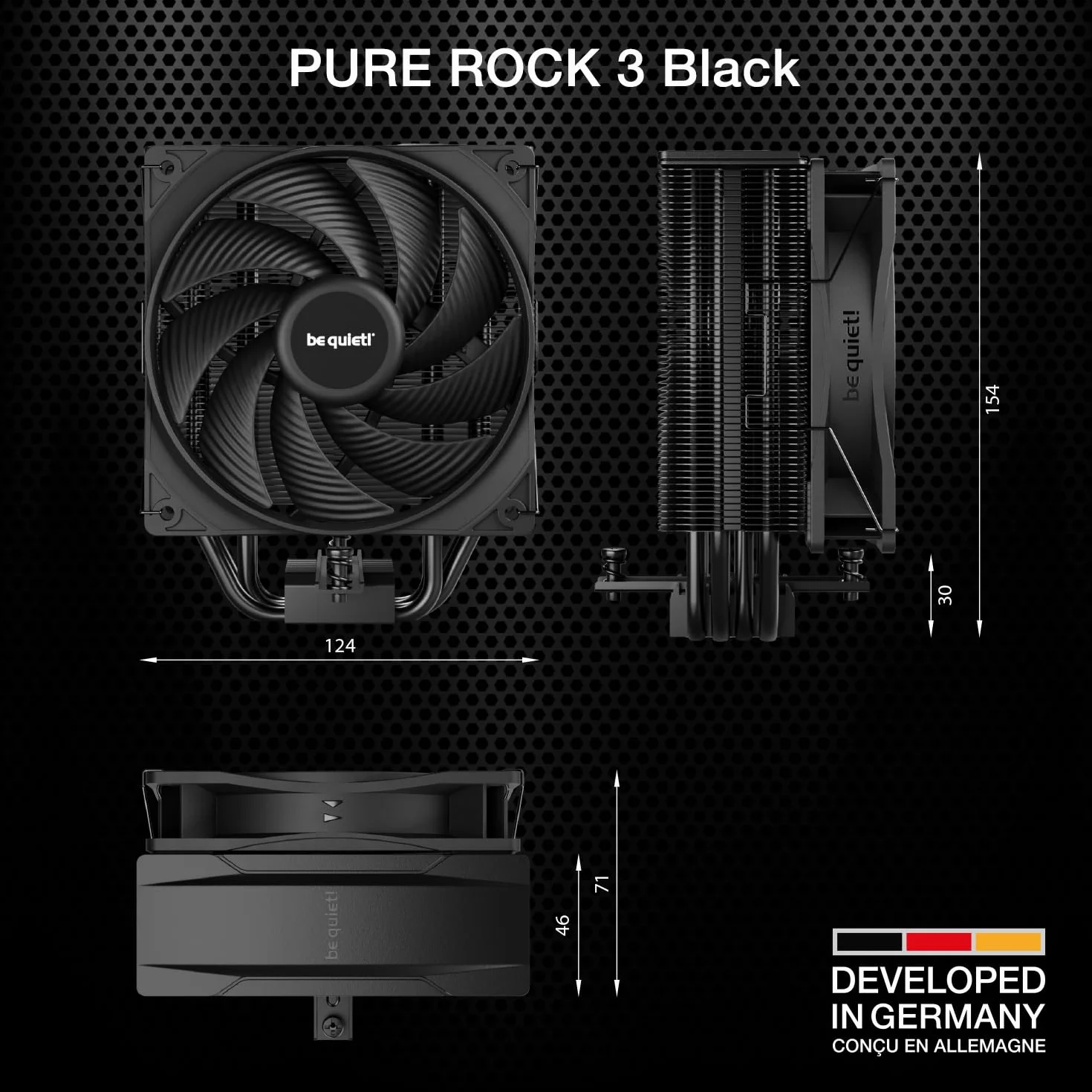 be quiet! Pure Rock 3 Black ventirad radiateur 4 caloducs HDT ventilateur Pure Wings 3 120 mm PWM