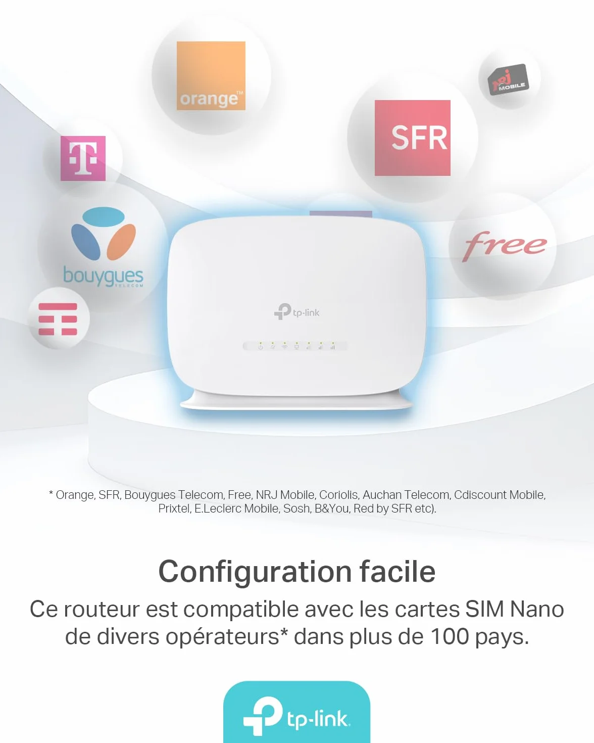 TP-Link TL-MR105 Routeur 4G LTE 300 MB/s 1 Port LAN/WAN 1 Port LAN Carte SIM 32 Appareils