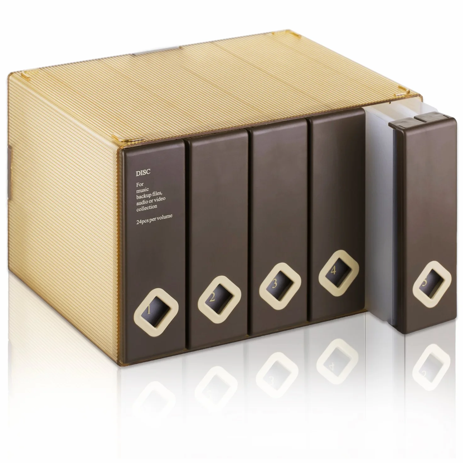 AhfuLife Boîte de Rangement Colorée pour CD ou DVD 120 Disques, Marron