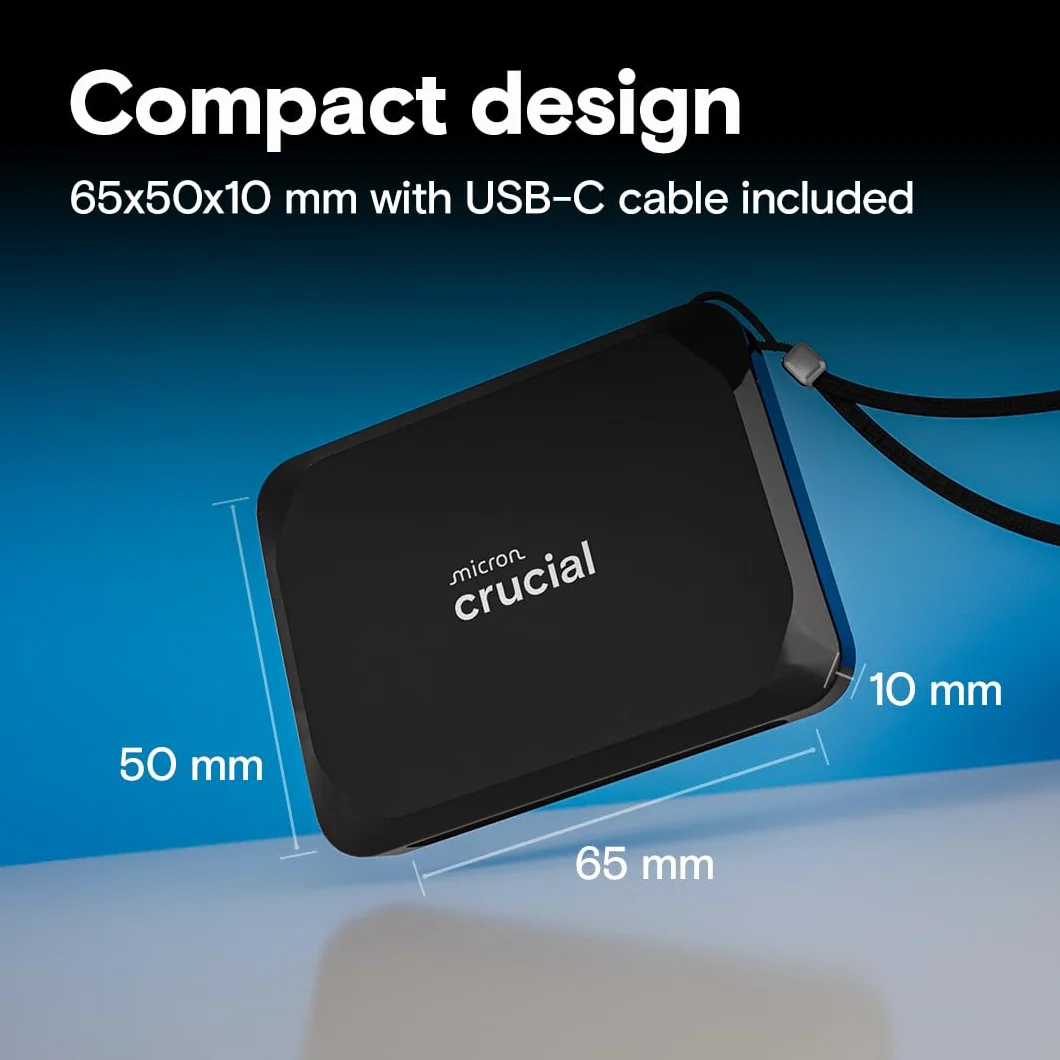 Crucial X9 1To Disque SSD Externe Portable, Jusqu’à 1050Mo/s, USB-C 3.2 - CT1000X9SSD902