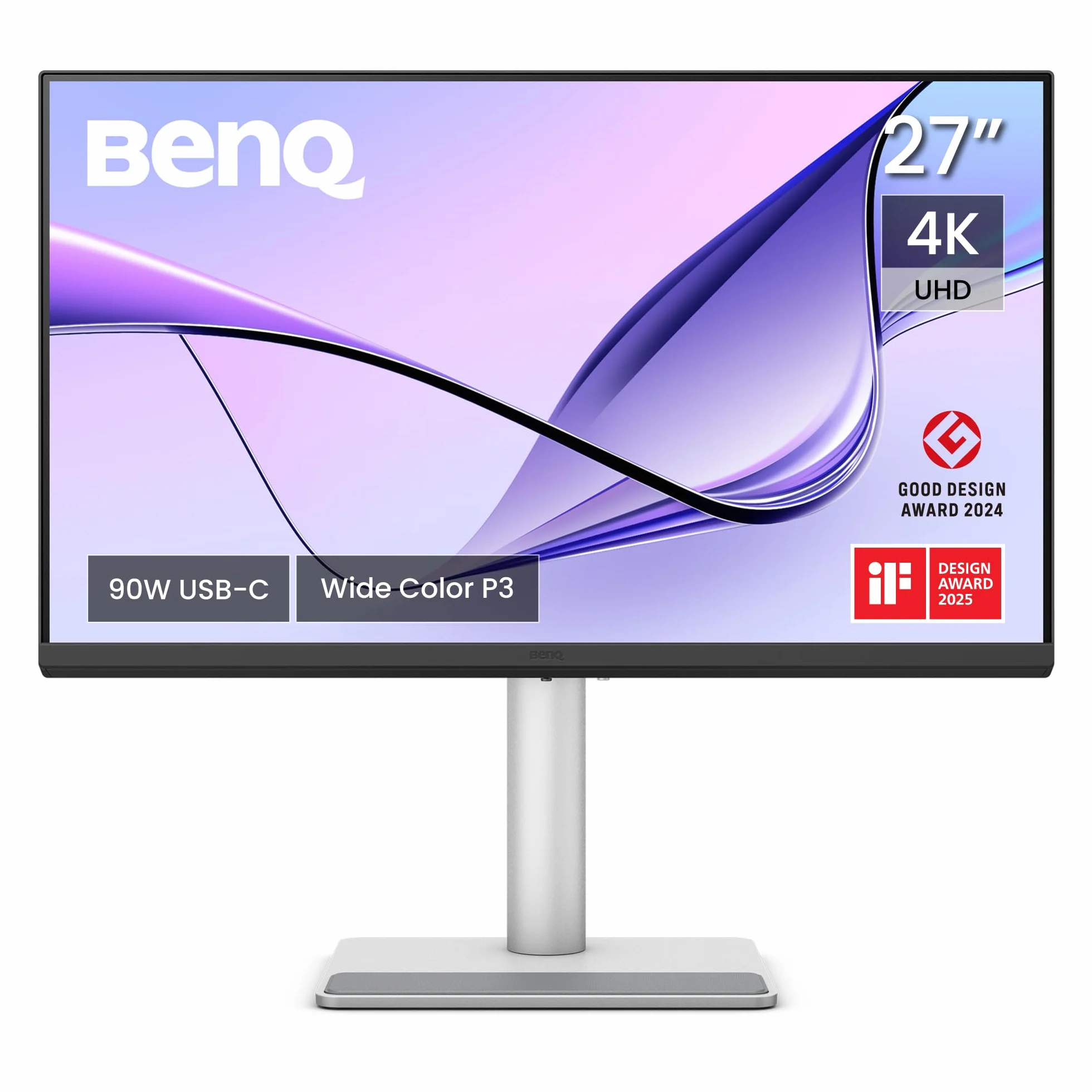 BenQ Écran MA270U 27 Pouces 4K 3840x2160 pour MacBook Pro/Air, USB-C, Alimentation 90W, Correspondance des Couleurs Mac, hub USB, contrôle de la luminosité et du Volume sur Mac, Gamme de Couleurs P3.