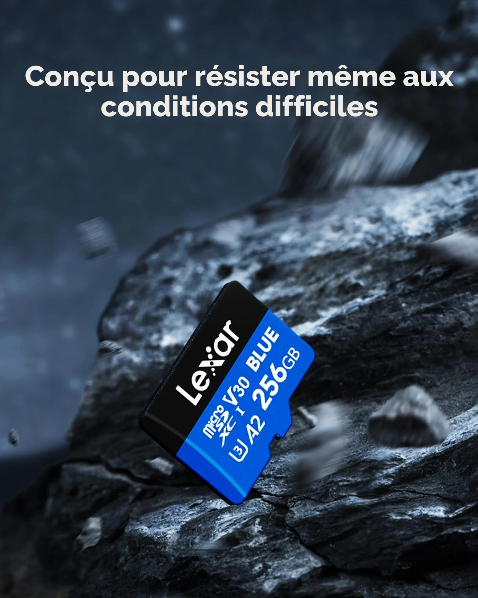 Lexar Blue Carte Micro SD 256Go, microSDXC UHS-I C10 U3 V30 A2, jusqu'à 160 Mo/s Lecture, pour Smartphones Tablettes Caméras d'Action