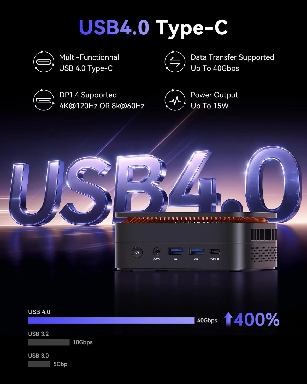 NiPoGi Gust G1 Mini Gaming PC AMD Ryzen 9 8945HS 32Go DDR5 1To M.2 NVMe SSD Ordinateur de Bureau WiFi6E BT5.2 4K Triple Display