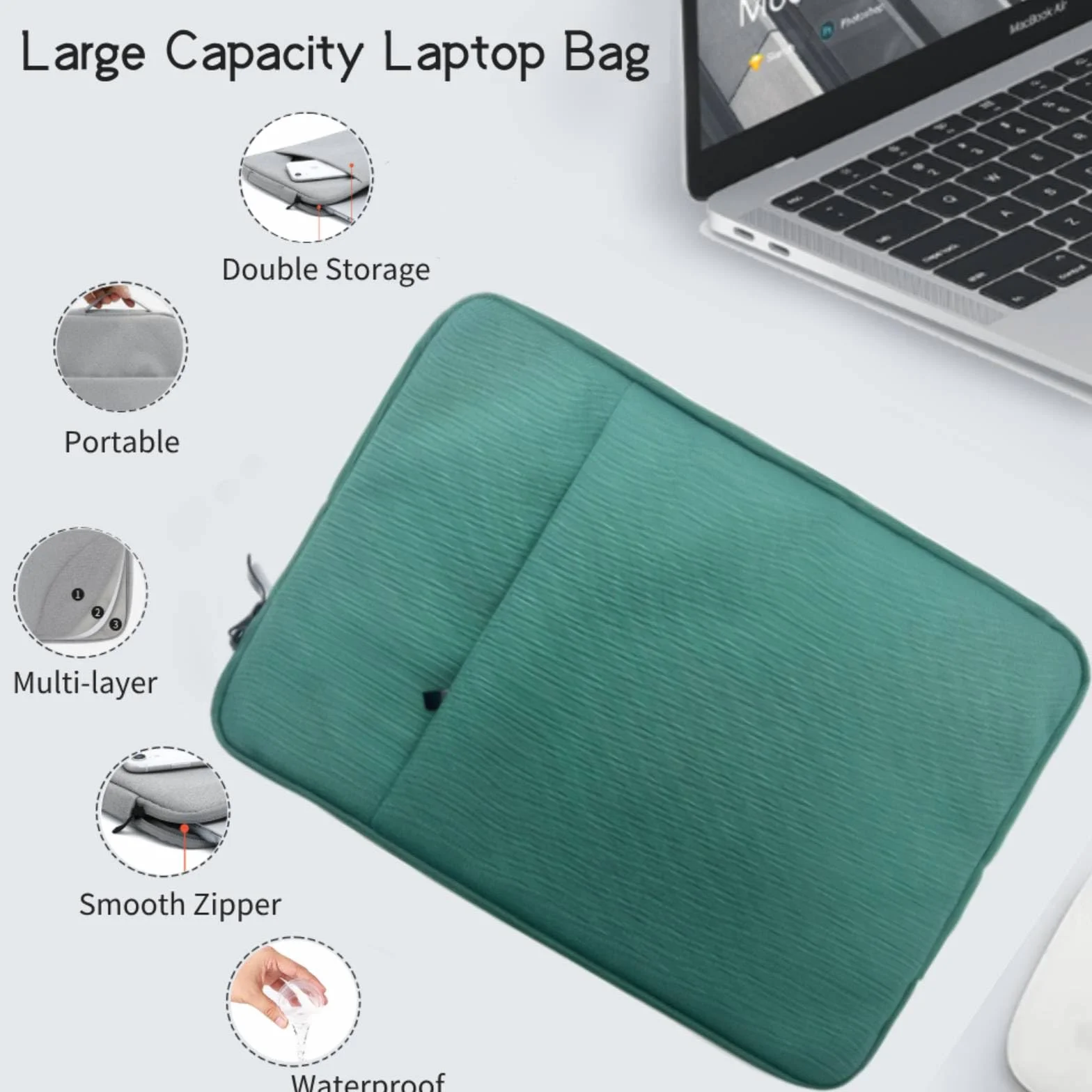 Coque MacBook Air 13,6 Pouces 2025-2022 Modèle A3240 A3113 A2681 avec Liquid Écran Retina, Étui Rigide & Sac & Couverture de Clavier, Fleur d'amandier