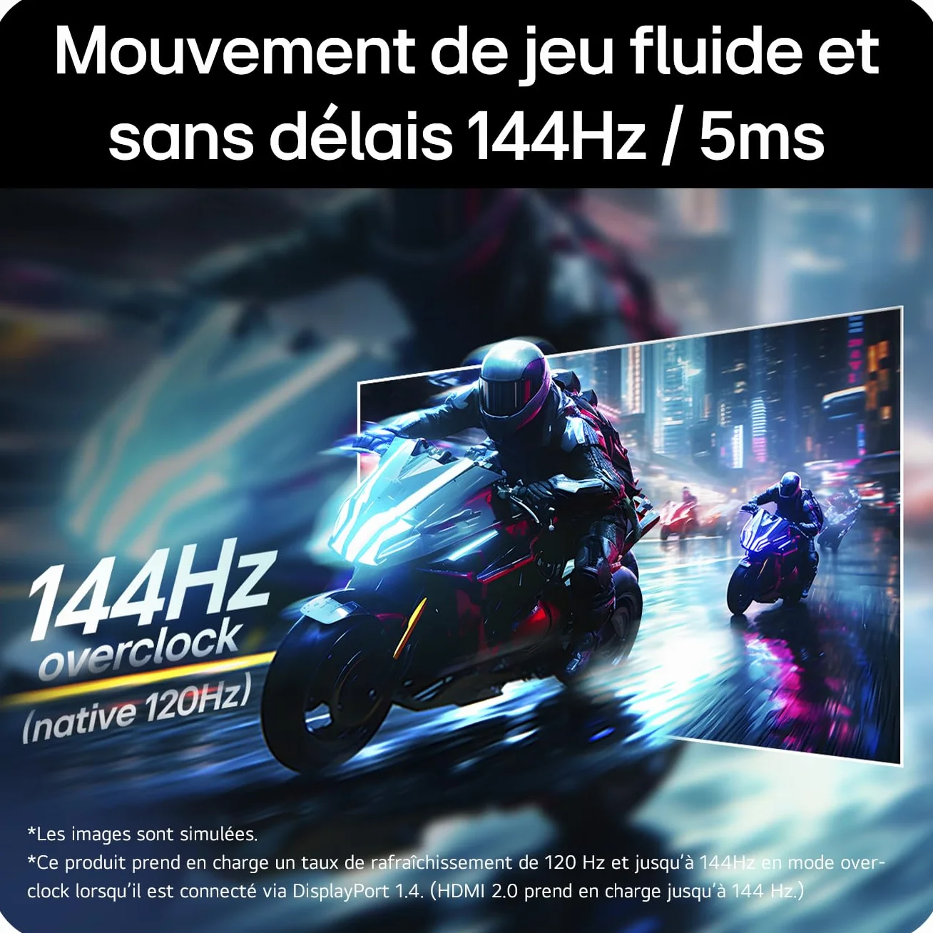 LG Ultragear 24G411A-B.AEU Ecran PC Gaming 24" IPS FHD 1920x1080 144Hz HDR 10 sRGB 99% AMD FreeSync DisplayPort 1.4 HDMI 2.0