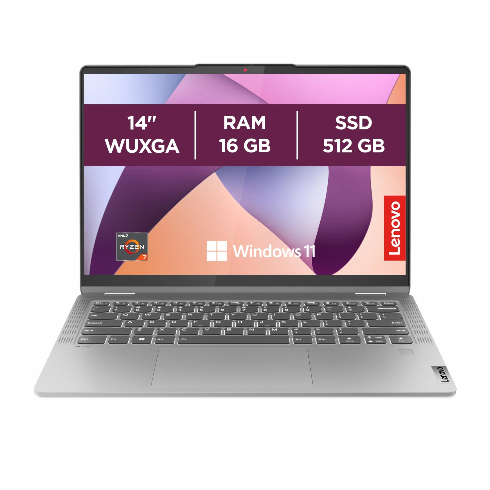 Lenovo IdeaPad Flex 5 14ABR8 Ordinateur Portable 14" WUXGA Tactile AMD Ryzen 7 5825U RAM 16Go SSD 512Go AMD Radeon Graphics Windows 11 Home Clavier AZERTY Français Gris