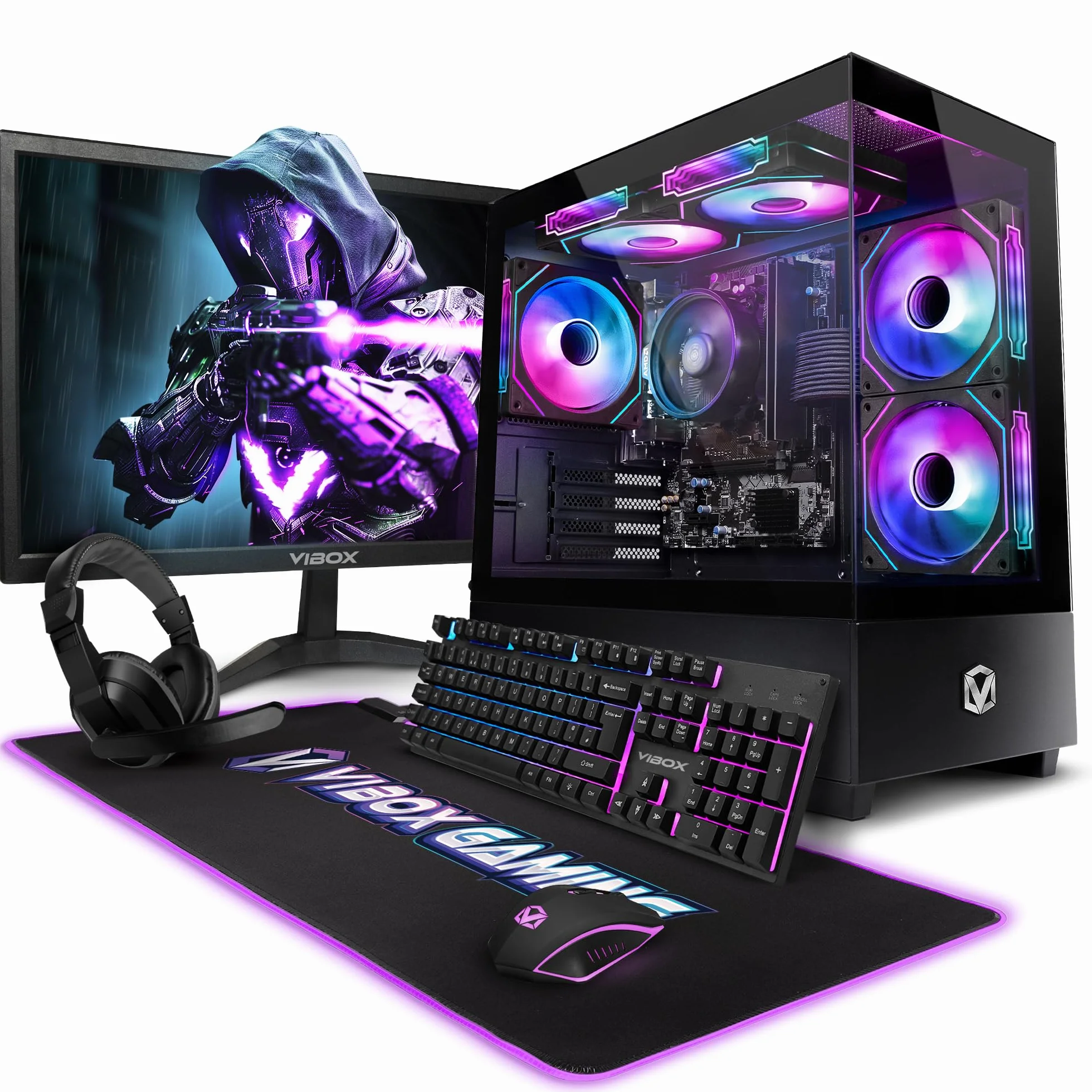 VIBOX VI-80 PC Gamer Complet 22" Écran AMD Ryzen 3 3200G Radeon Vega 8 16 Go RAM 2 To HDD 240 Go SSD Windows 11 WiFi 6 Bluetooth 5.4