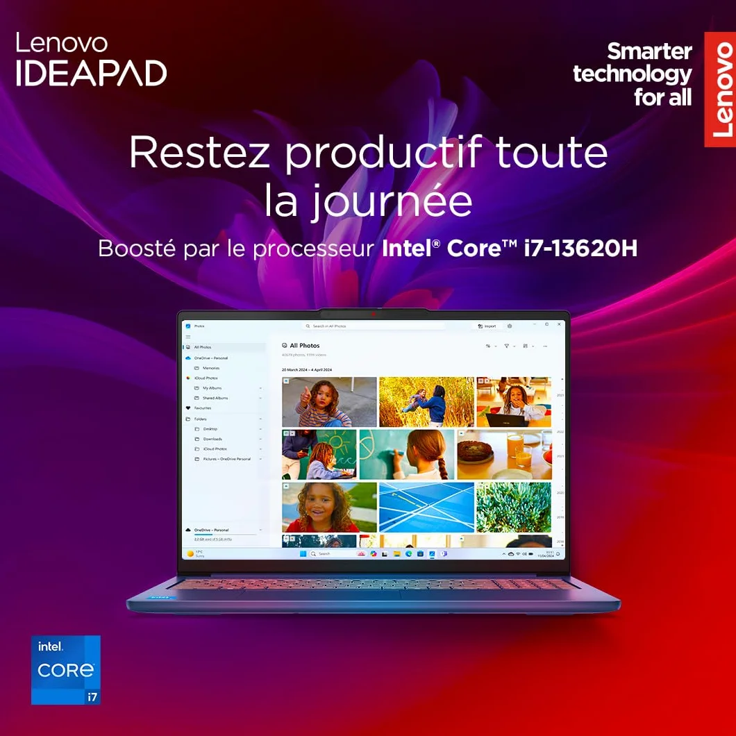 Lenovo IdeaPad Slim 5 14IRH10 Ordinateur Portable 14'' WUXGA Intel Core i7-13620H RAM 16Go SSD 512Go Windows 11 Home Clavier AZERTY Gris