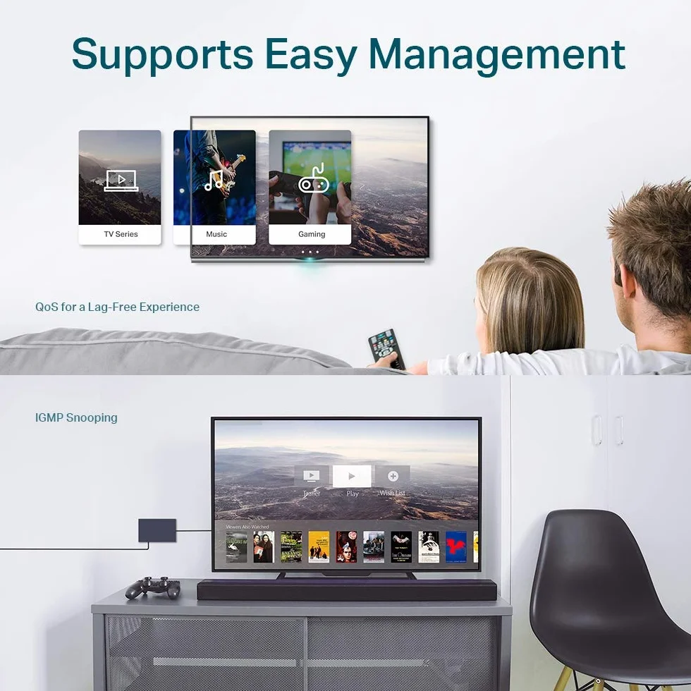 TP-Link TL-SG608E Switch Ethernet Gigabit 8 Ports Gigabit Hub RJ45 Manageable Boitier Métal