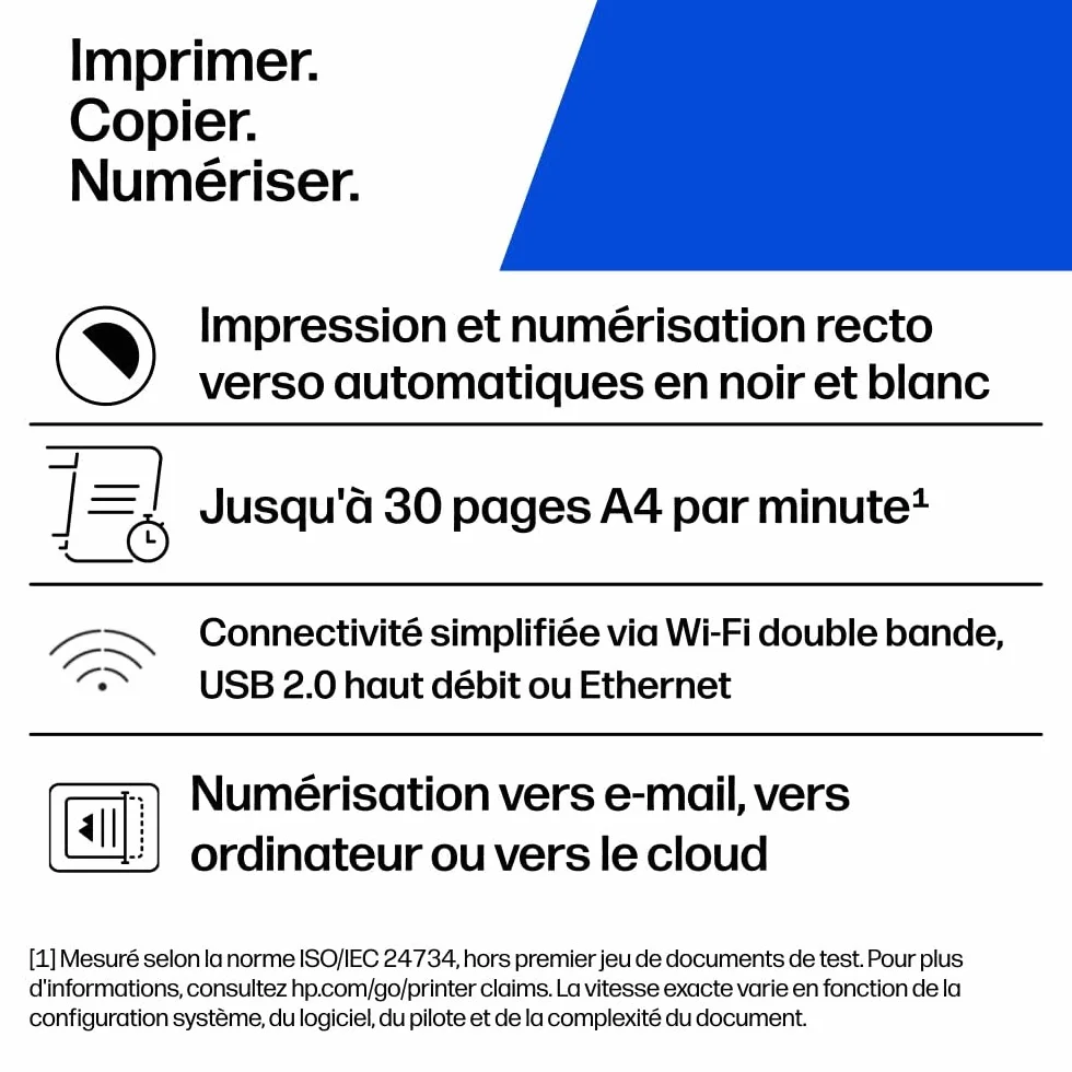 HP LaserJet M234dw Imprimante Multifonction A4 Recto/Verso Noir et Blanc 29 ppm USB Wi-Fi Ethernet
