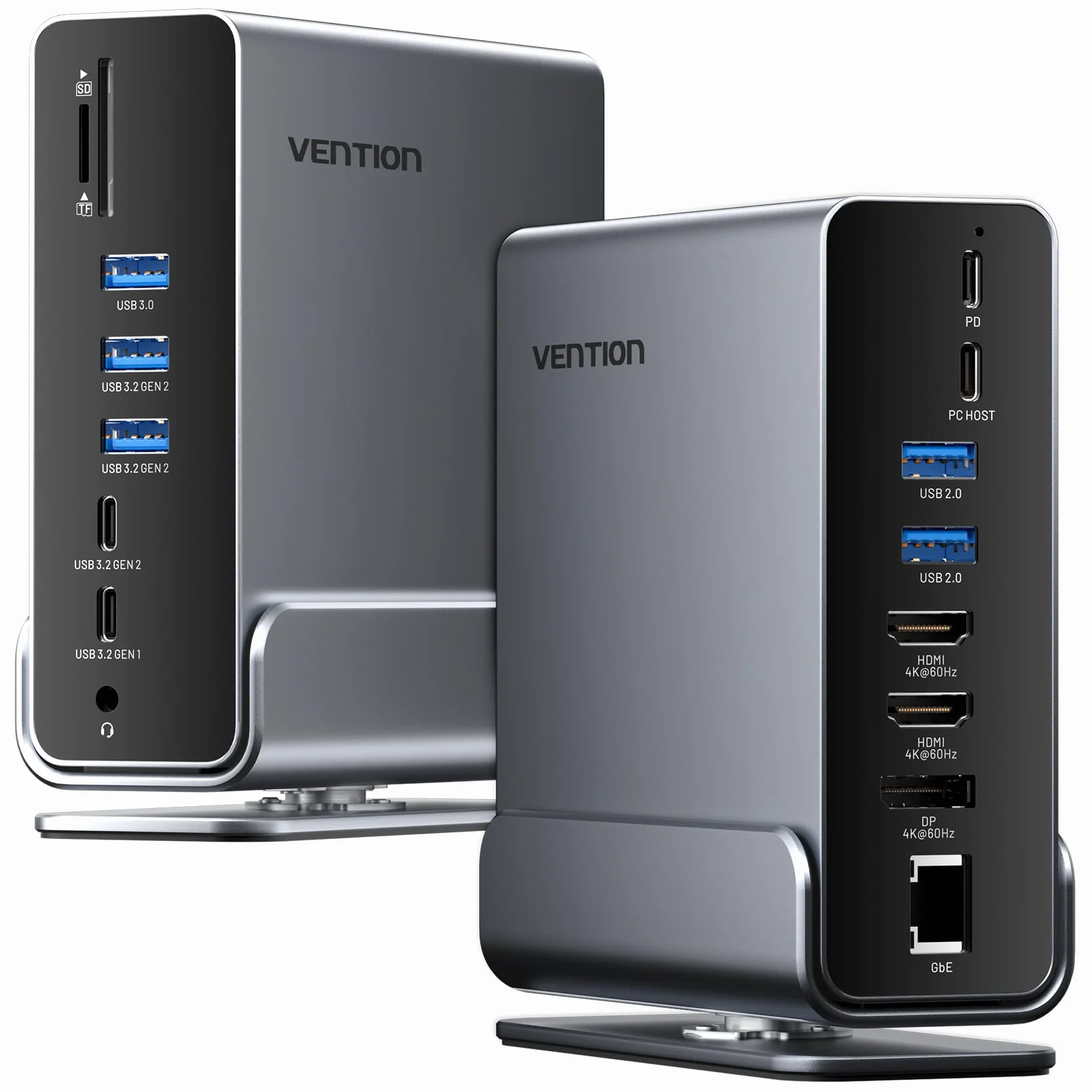 VENTION Station d'accueil USB C 15 en 1 Triple Moniteur pour Ordinateur Portable Dock USB C avec Double 4K@60Hz HDMI, 4K@60Hz DP, 10Gbps USB Ports, RJ45, Audio, SD/TF, PD100W, Noir