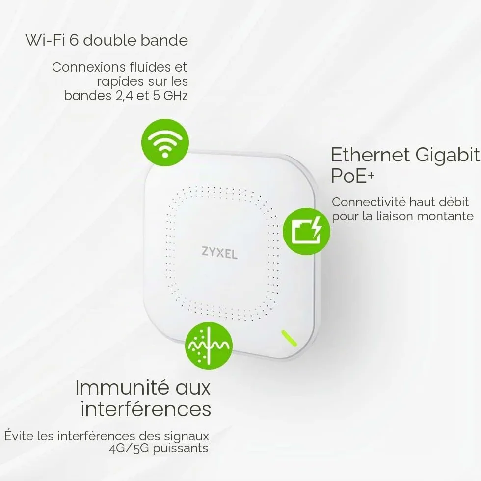 Zyxel NWA50AX Point d'Accès WiFi 6 AX1800 802.11ax Bi-Bande PoE