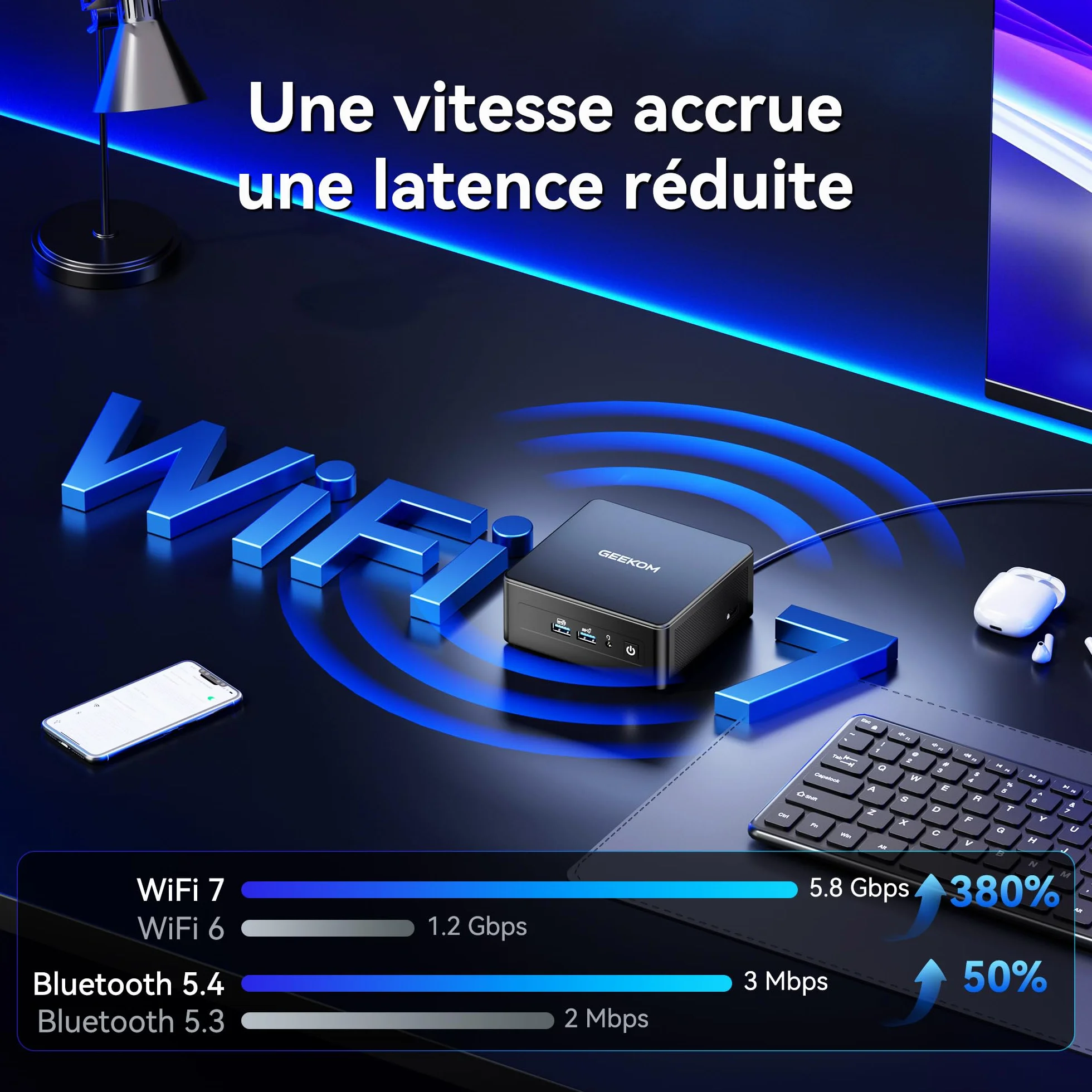 GEEKOM IT15 Mini PC Intel Core Ultra 9 285H 32Go DDR5 2To SSD GPU Intel Arc 140T WiFi 7 Win 11