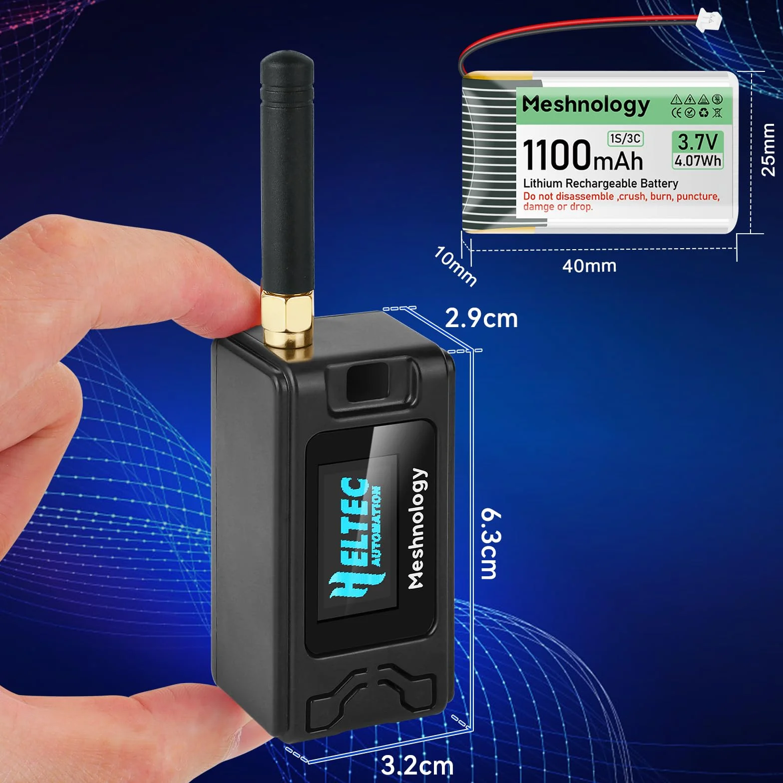 ESP32 LoRa V3 SX1262 placa de desarrollo 915 MHz antena 1100 mAh batería funda cable USB Mesh Tastic Arduino LoRaWAN IOT N30