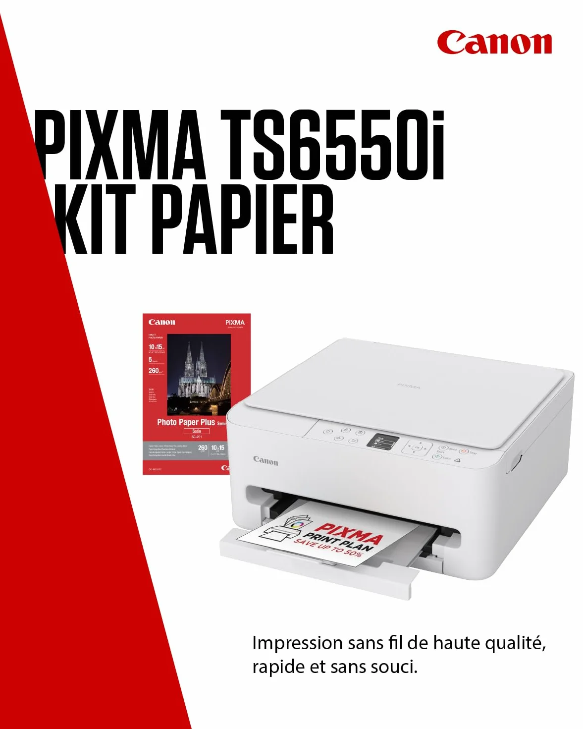 Canon PIXMA TS6550i Imprimante Jet d'Encre Multifonction Wi-Fi Recto Verso A4 10x15cm