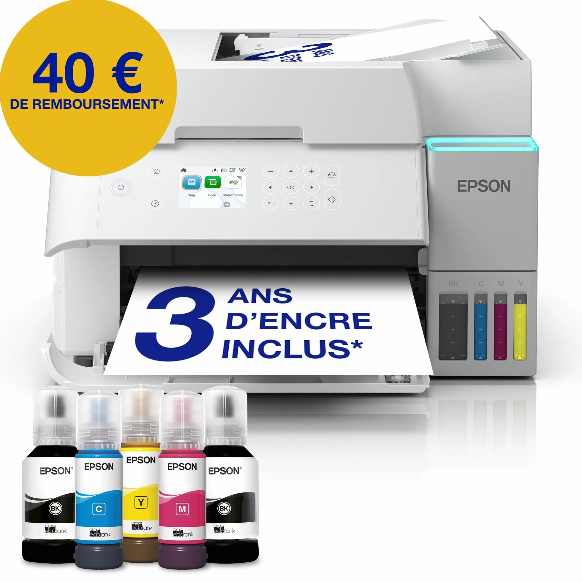 Epson EcoTank ET-3956 Imprimante Multifonction A4 Wi-Fi Recto Verso Auto Écran LCD 6,1cm ADF 35 Feuilles