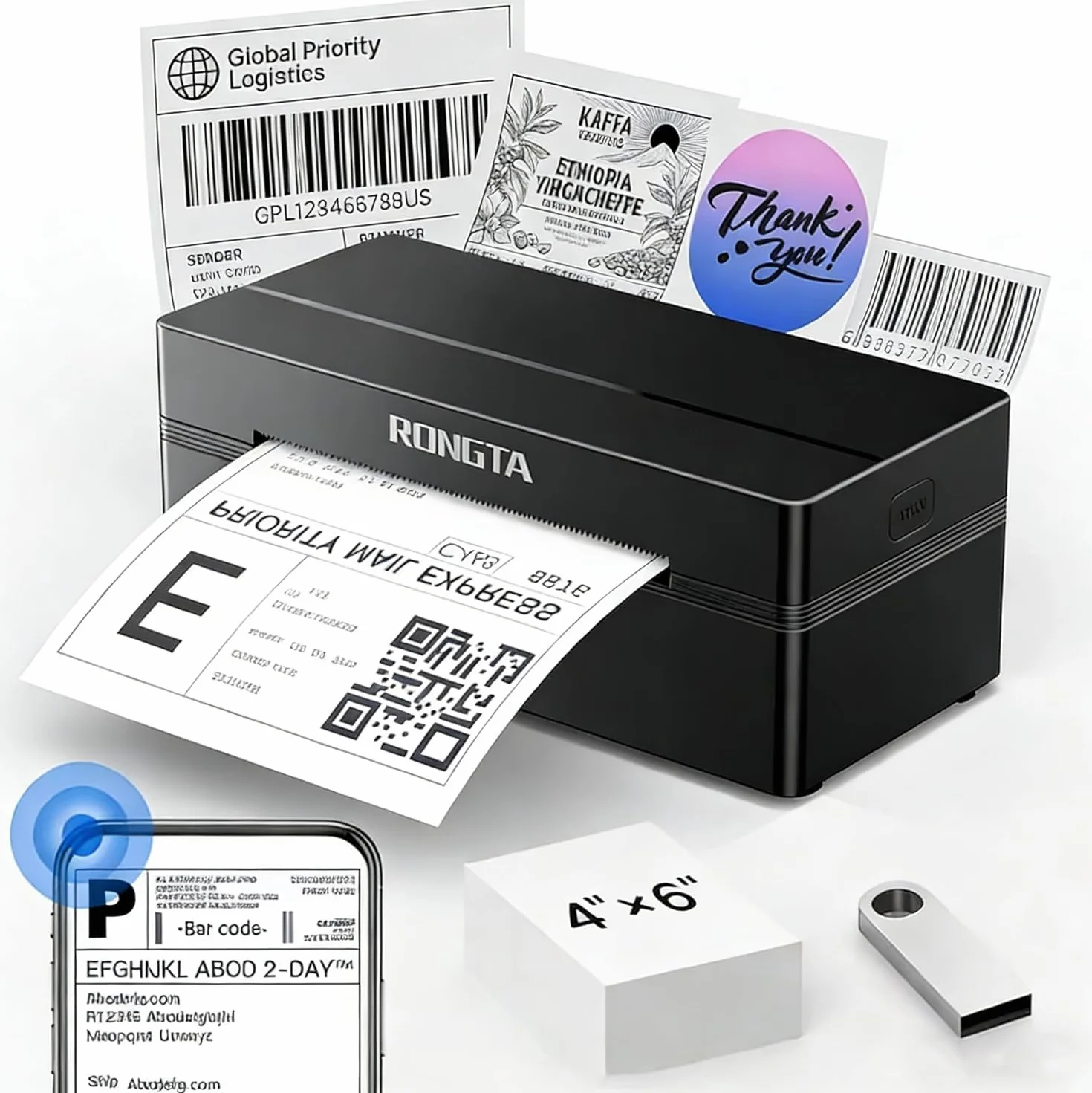 Rongta RP425 Imprimante thermique d'étiquettes d'expédition